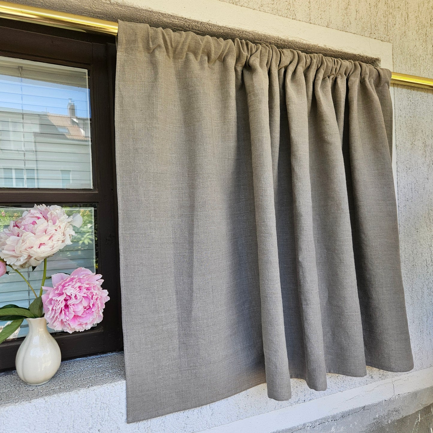 Curtains 100% Linen PREWASHED in navy blue, window panel kitchen Living room farmhouse curtains, grain sack flax Bedroom window panel