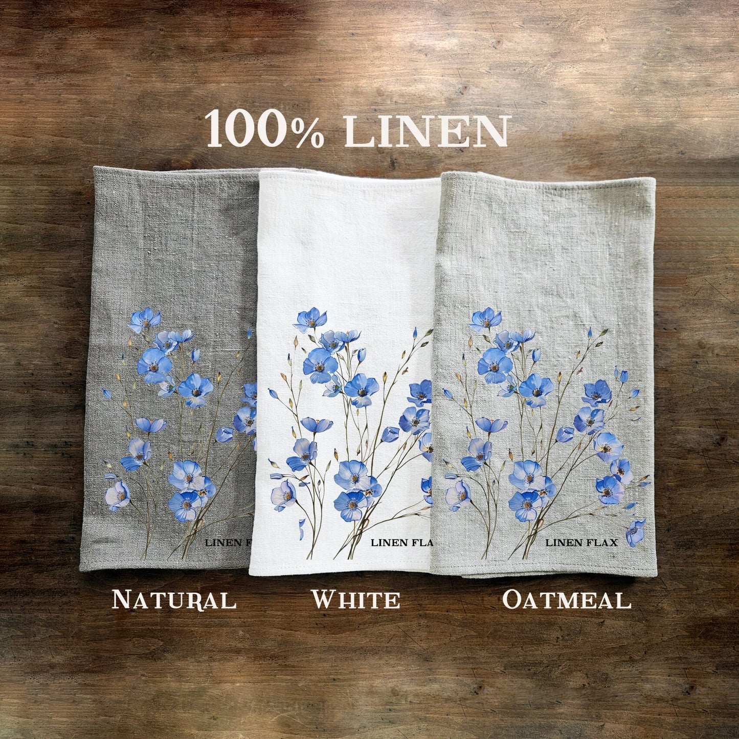 violet floral Tea Towel in linen, Botanical Hand Towels Tea in linen, meadow flowers linen Dish Towel Kitchen Décor Tea Towel in linen