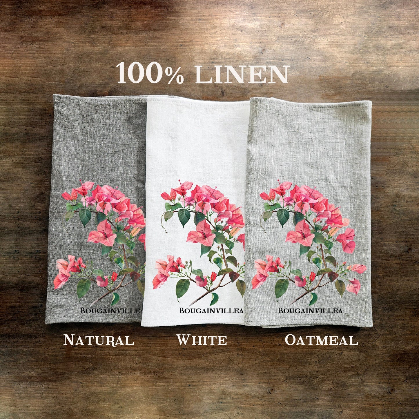 WisteriaTea Towel in linen, floral Hand Towels Tea, botanical Floral Dish Towel, purple flower Kitchen Décor Tea Towel