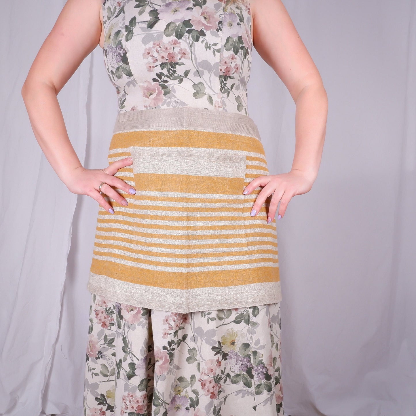 Garcon-förkläde 100 % linne, mjukgjort trädgårdsförkläde för kök, halvförkläde i linne för kvinnor och män, förkläde för grillsäsongen, barista