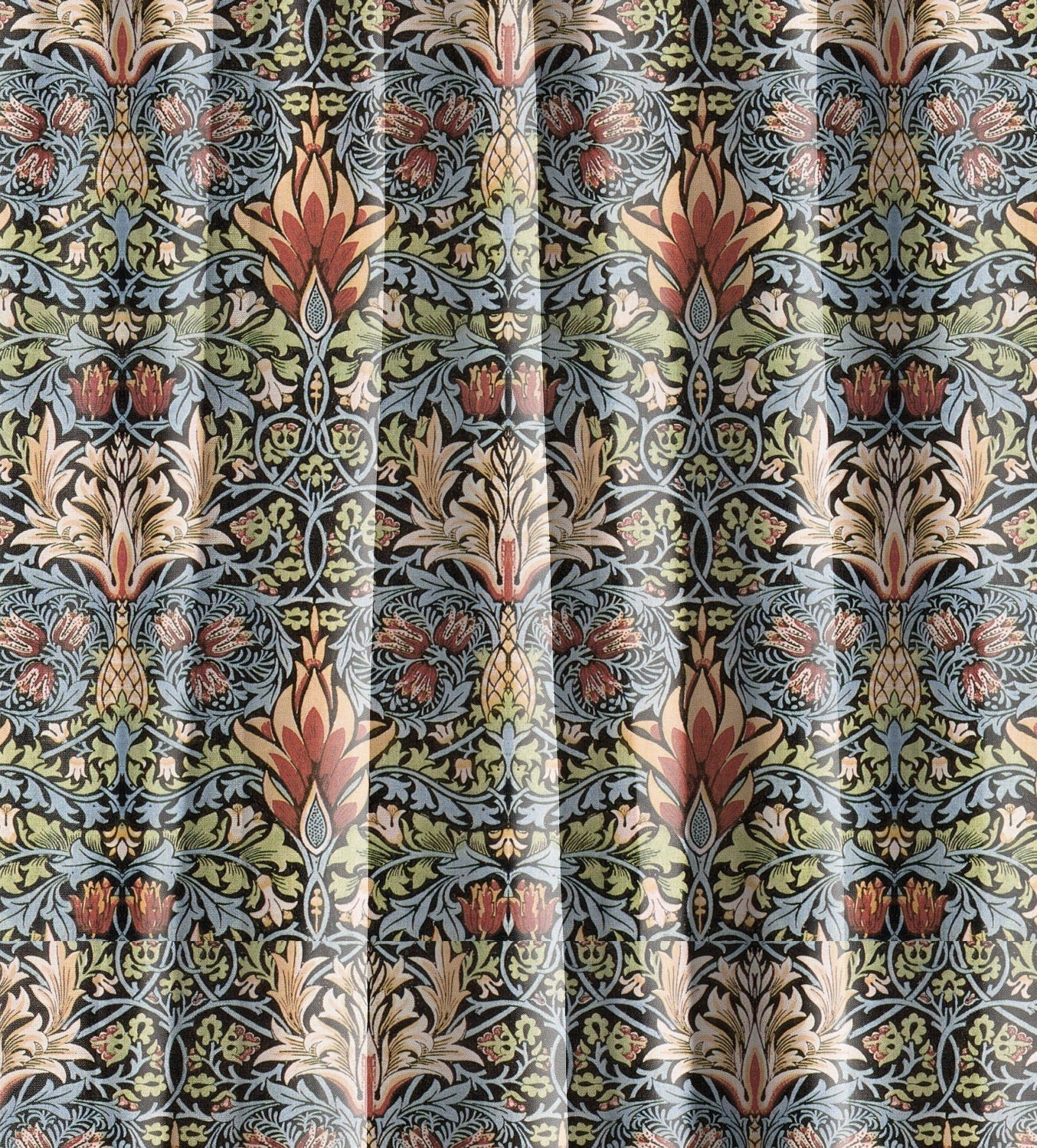 William Morris Curtain Panel Snakeshead, Floral Botanical Blue Print Curtain Panels, Curtains for living room