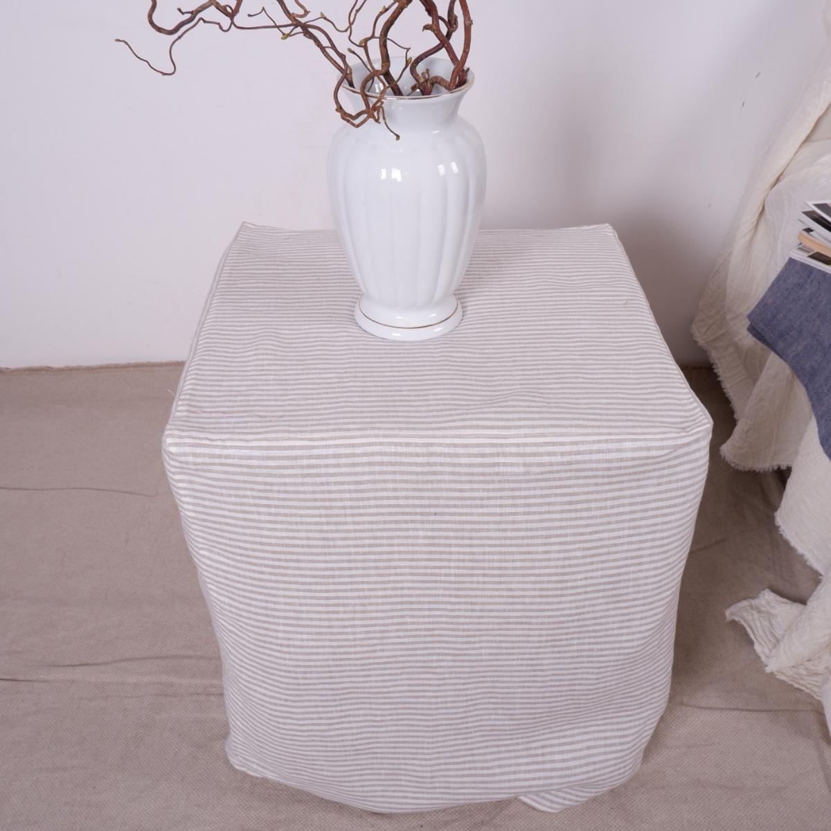 Linen Ottoman slipcover in custom size, natural cover Custom ikea linen cover cube slip cover for bench pouf sofa cover customsize