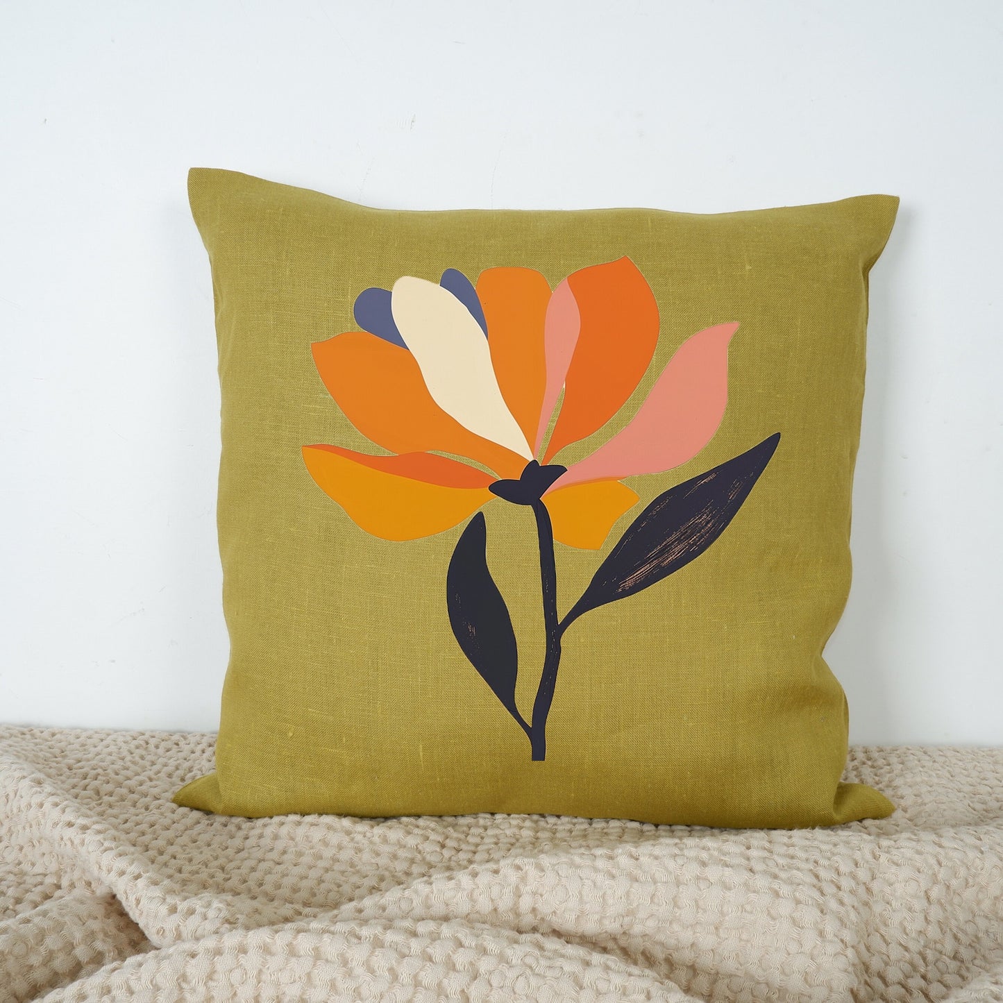SALE LINEN Cushion cover Modern Contemporary art, decorative linen pillow cover , Boho Summer decor Cushion Housewarming Gift