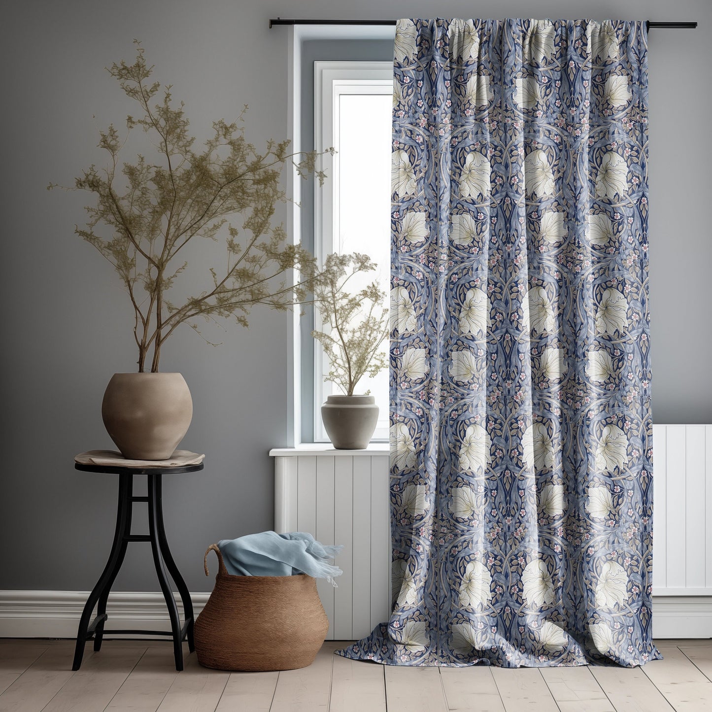William Morris Curtain Panel CUSTOM, Floral green leaves Print Pattern Curtain Panels, Art Nouveau Victorian Botanical Custom Curtain Willow