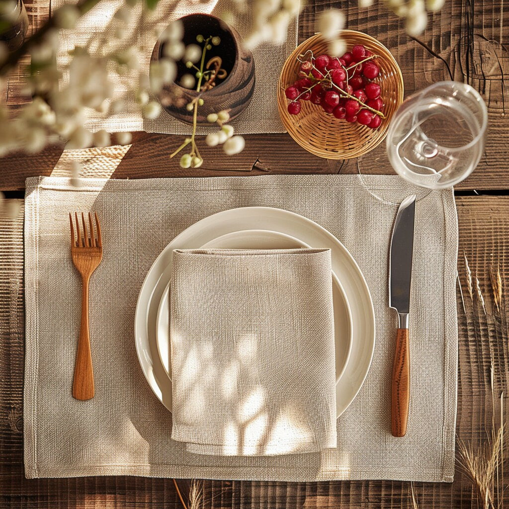 Linen placemats in natural, Washable linen placemats, Natural linen placemats for Holiday table decor, Handmade placemats, Placemats set.