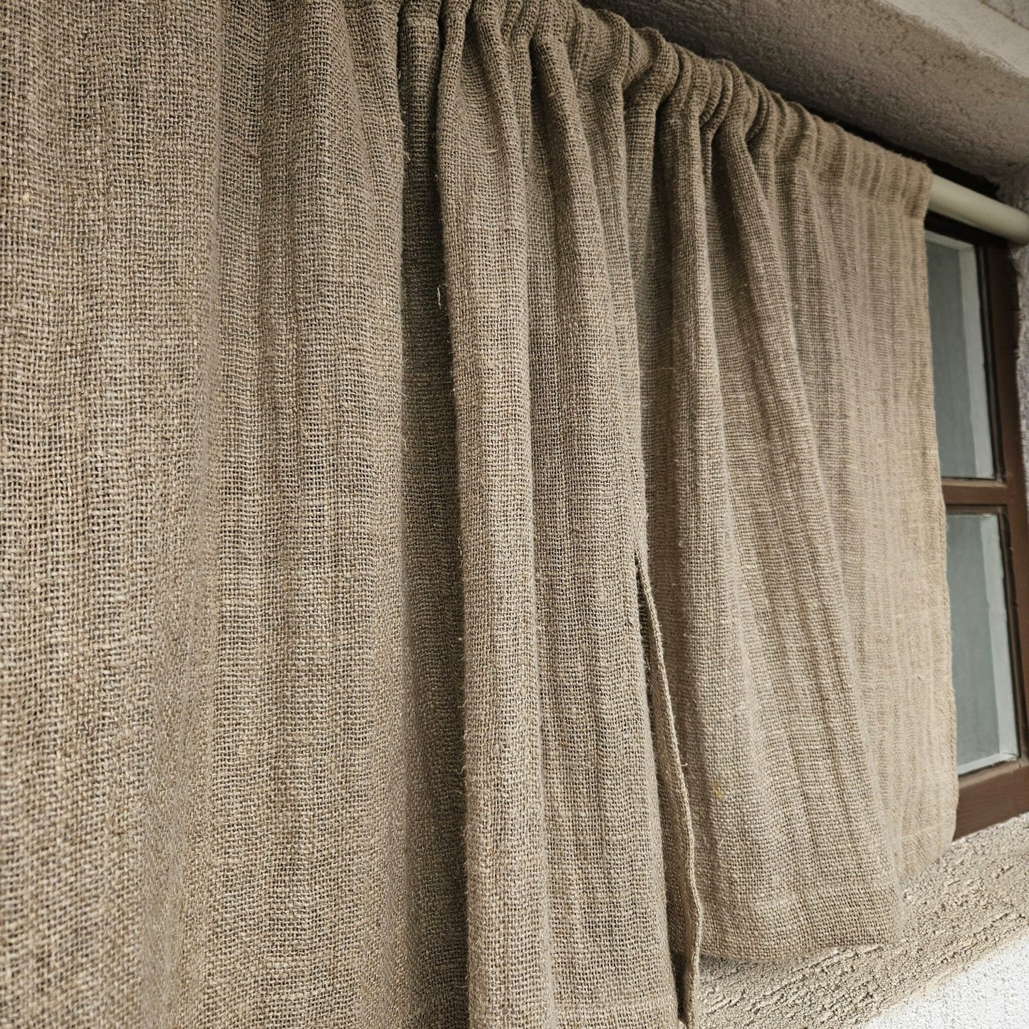 Natural grain sack Cafe Curtains, burlap Farmhous window panel, Living room Cafe Kitchen window curtain custom size