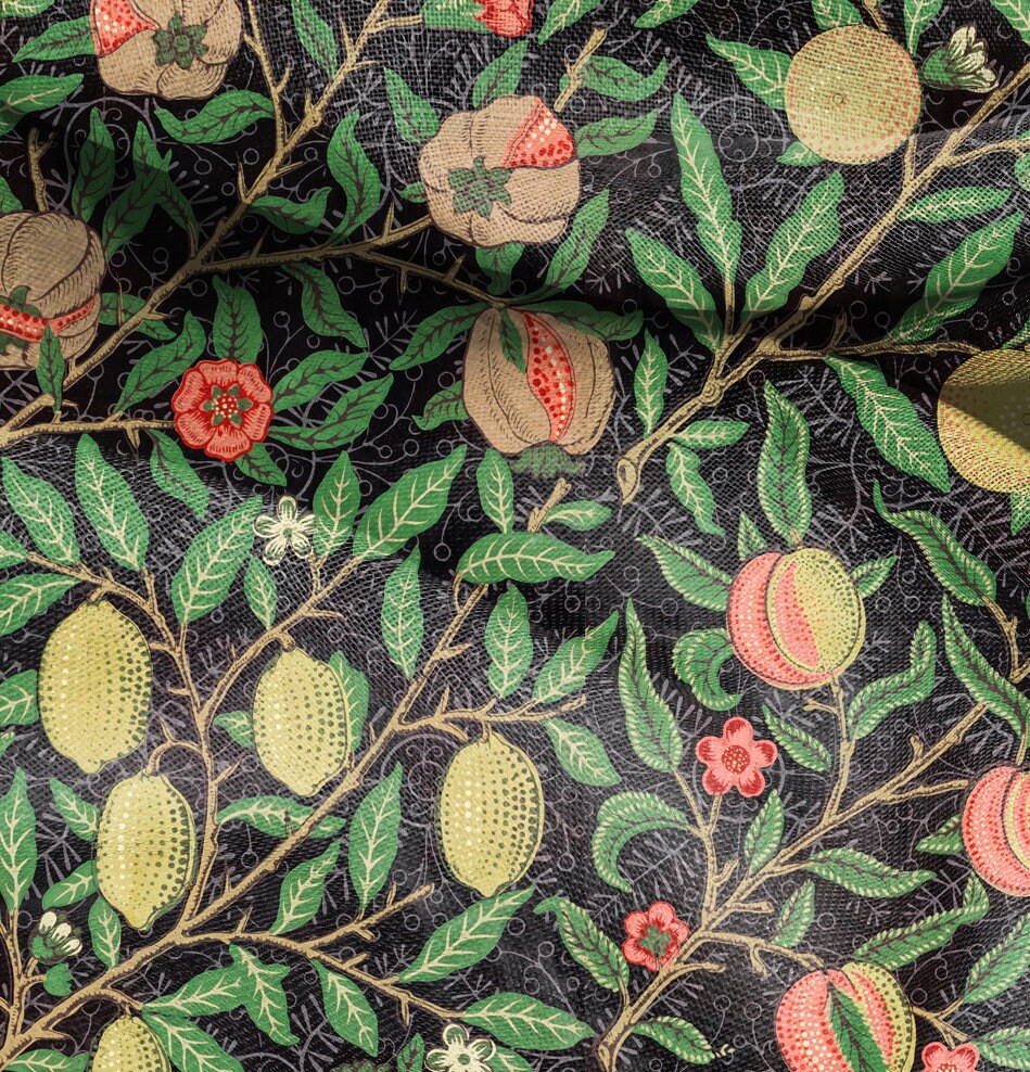 Linen foral tablecloth william Morris Pomegranate, arts and crafts movement tablecloth Victorian style