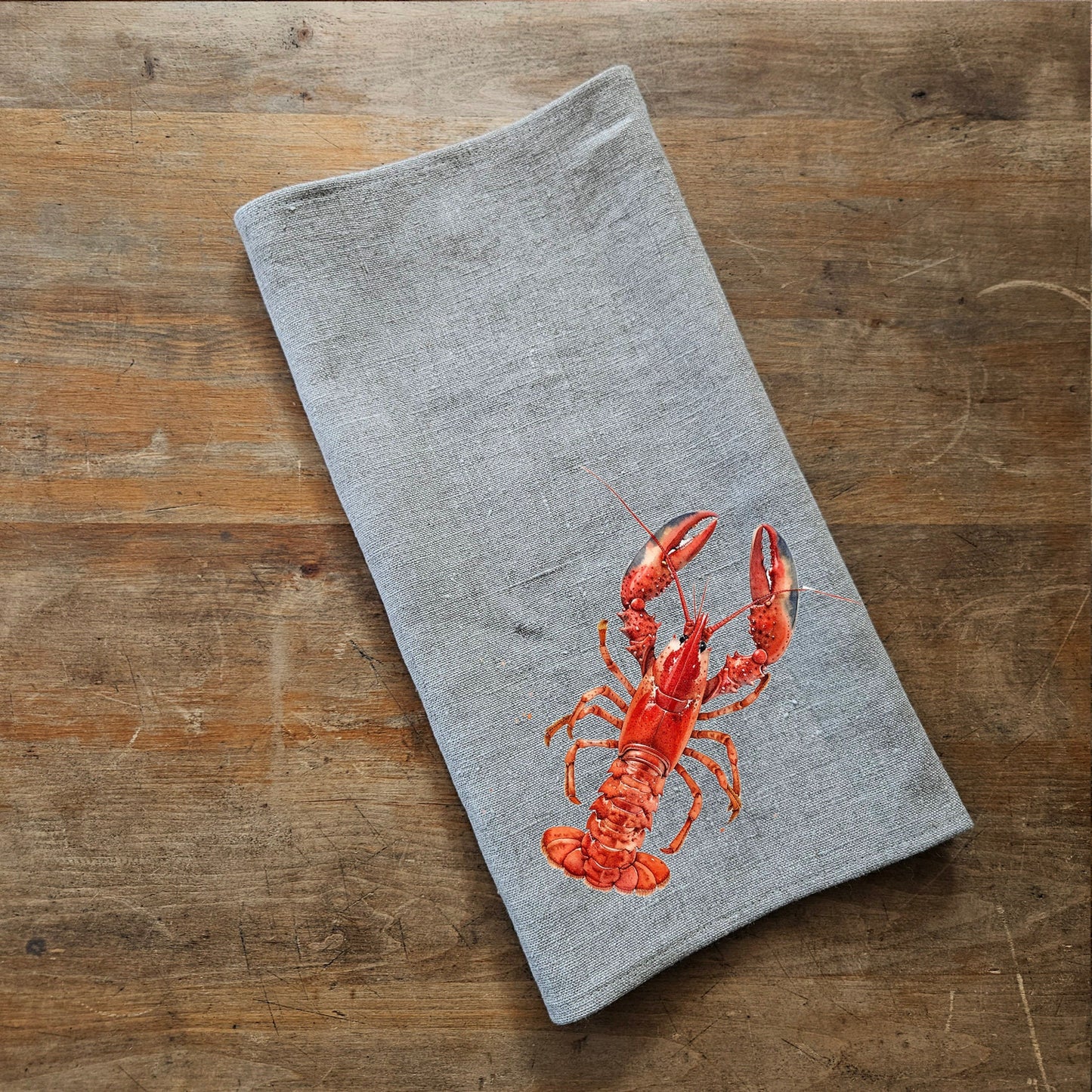 Lobster Tea Towel in linen, floral Hand Towels Tea, sea food Dish Towel, red lobster Kitchen Décor Tea Towel