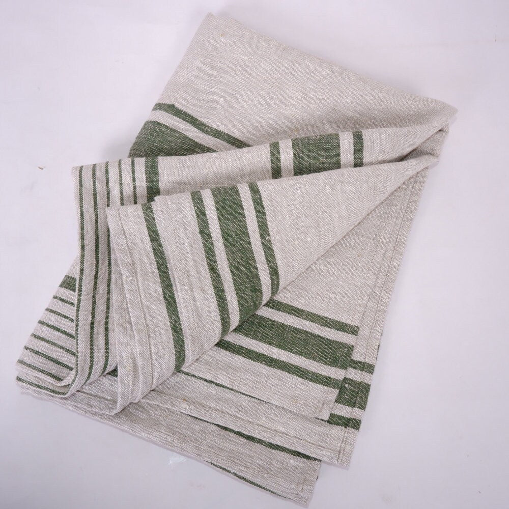 Stonewashed Natural Blanket Bedspread Bed Cover - striped flax - provence cottage coutrystyle Throw Alwayslovelinen 100% Linen