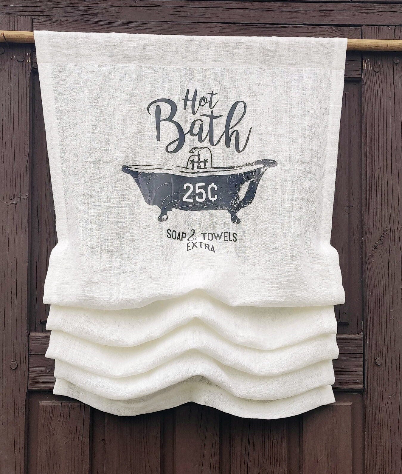 Hot Bath Bathroom Burlap Ivory Curtain Valance, french farmhouse bathroom door curtains in custom size