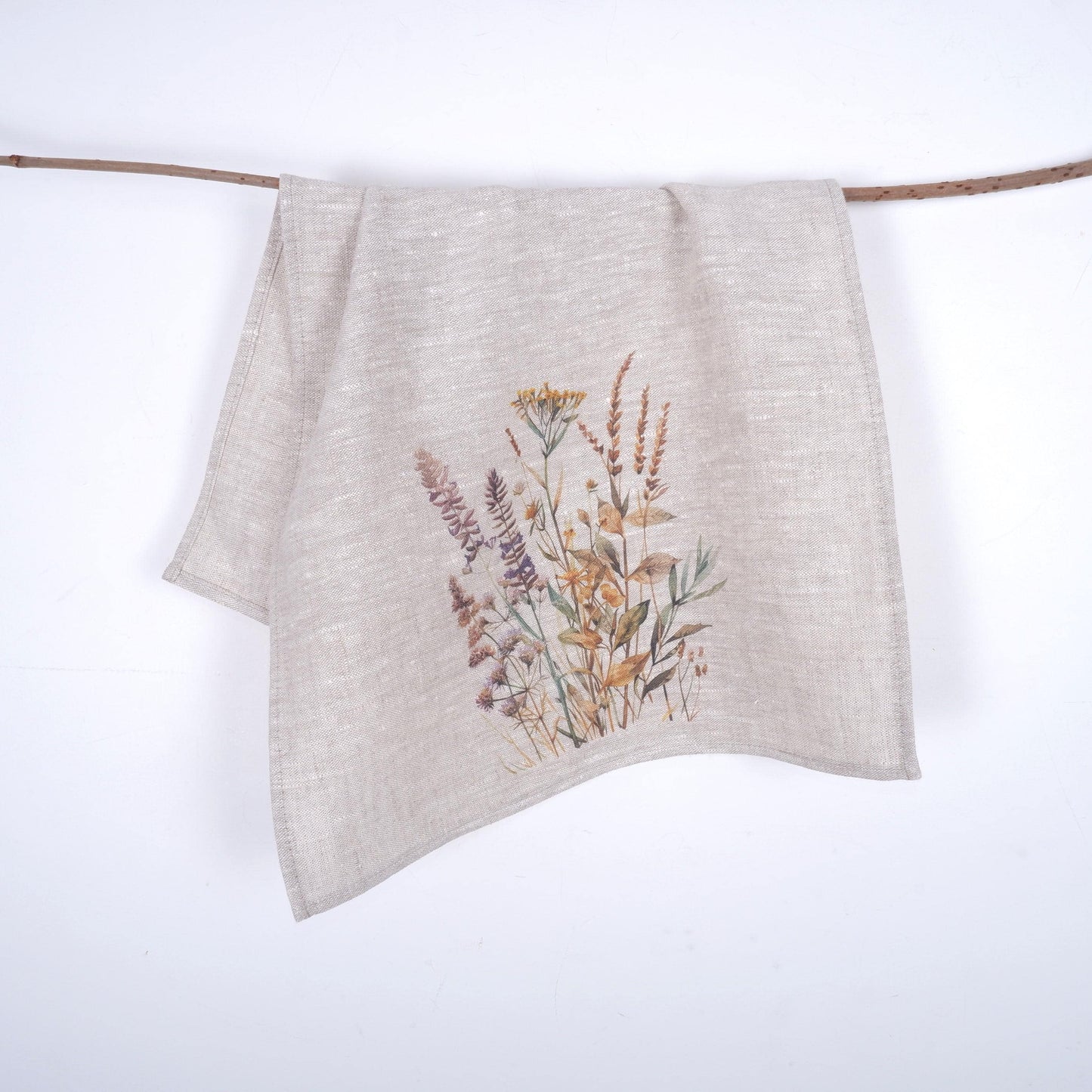 Meadow floral Tea Towel in linen, Botanical Hand Towels Tea in linen, meadow flowers linen Dish Towel Kitchen Décor Tea Towel in linen