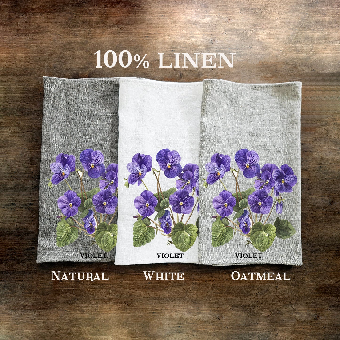 violet floral Tea Towel in linen, Botanical Hand Towels Tea in linen, meadow flowers linen Dish Towel Kitchen Décor Tea Towel in linen