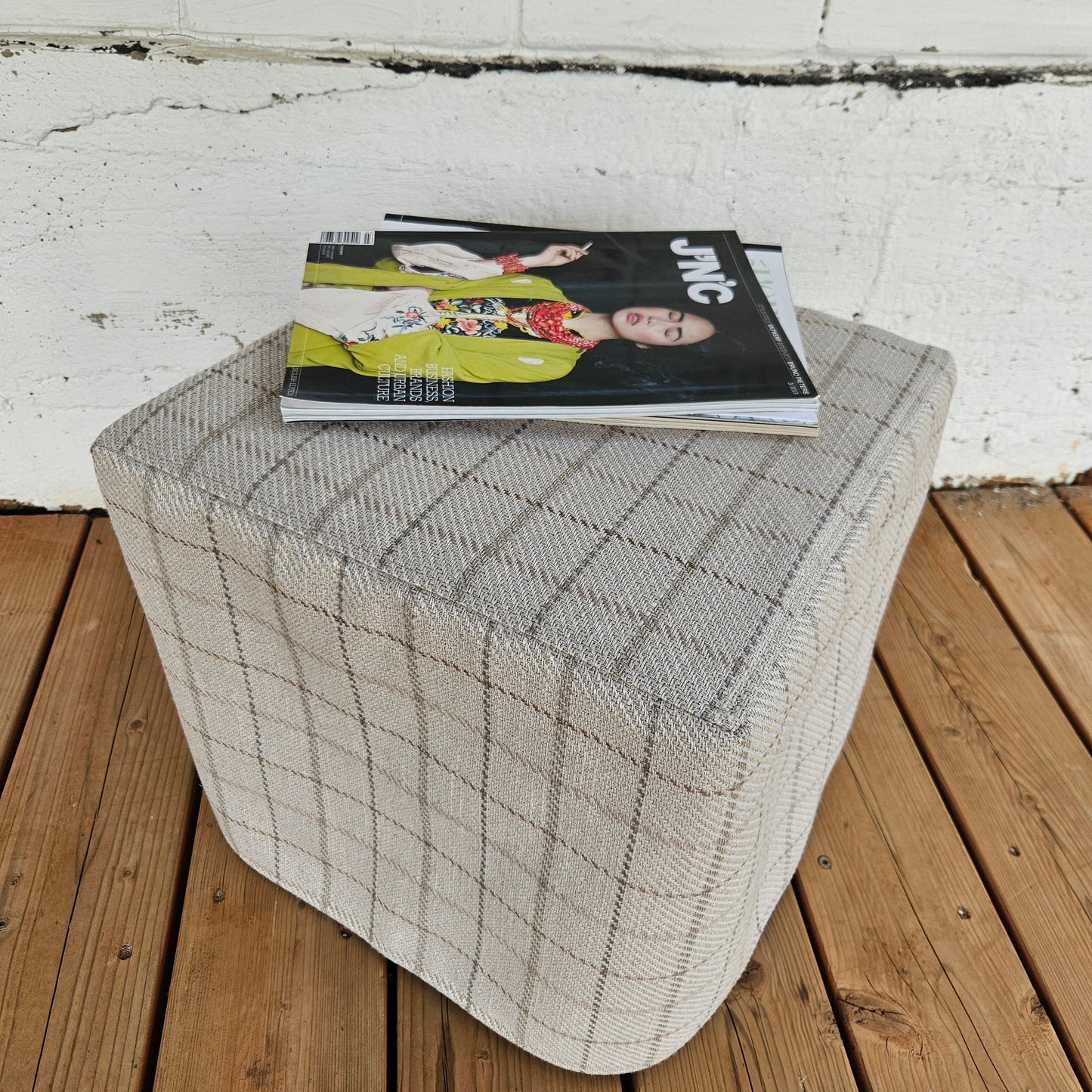 Överdrag i linne, ottomanskt överdrag i anpassad storlek, naturligt överdrag, anpassat ikea linneöverdrag, kuböverdrag till bänk, soffpuff, anpassad storlek