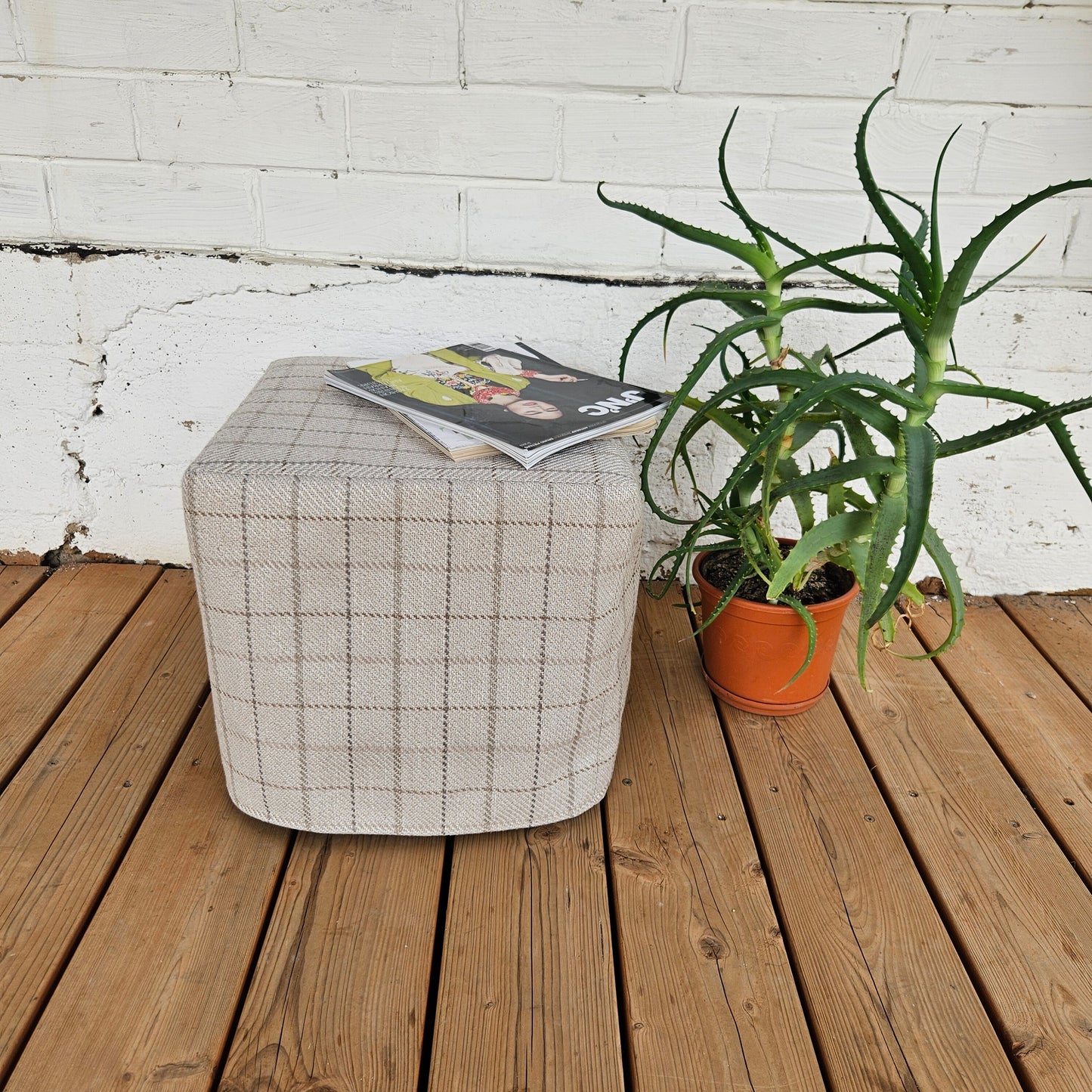 Överdrag i linne, ottomanskt överdrag i anpassad storlek, naturligt överdrag, anpassat ikea linneöverdrag, kuböverdrag till bänk, soffpuff, anpassad storlek