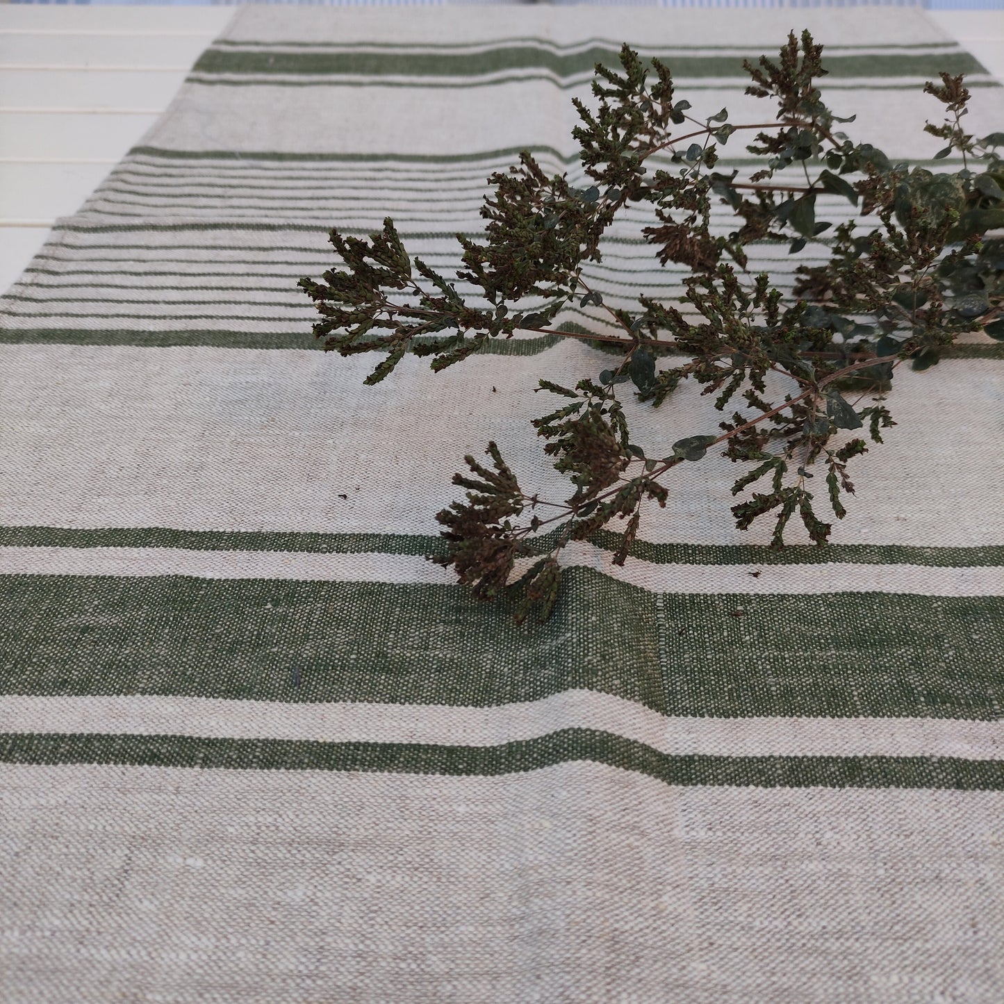 100% Linen tablecloth striped PREWASHED French table cloth, rustic rectangle square oval table, country style tablecloth Sack weave linen