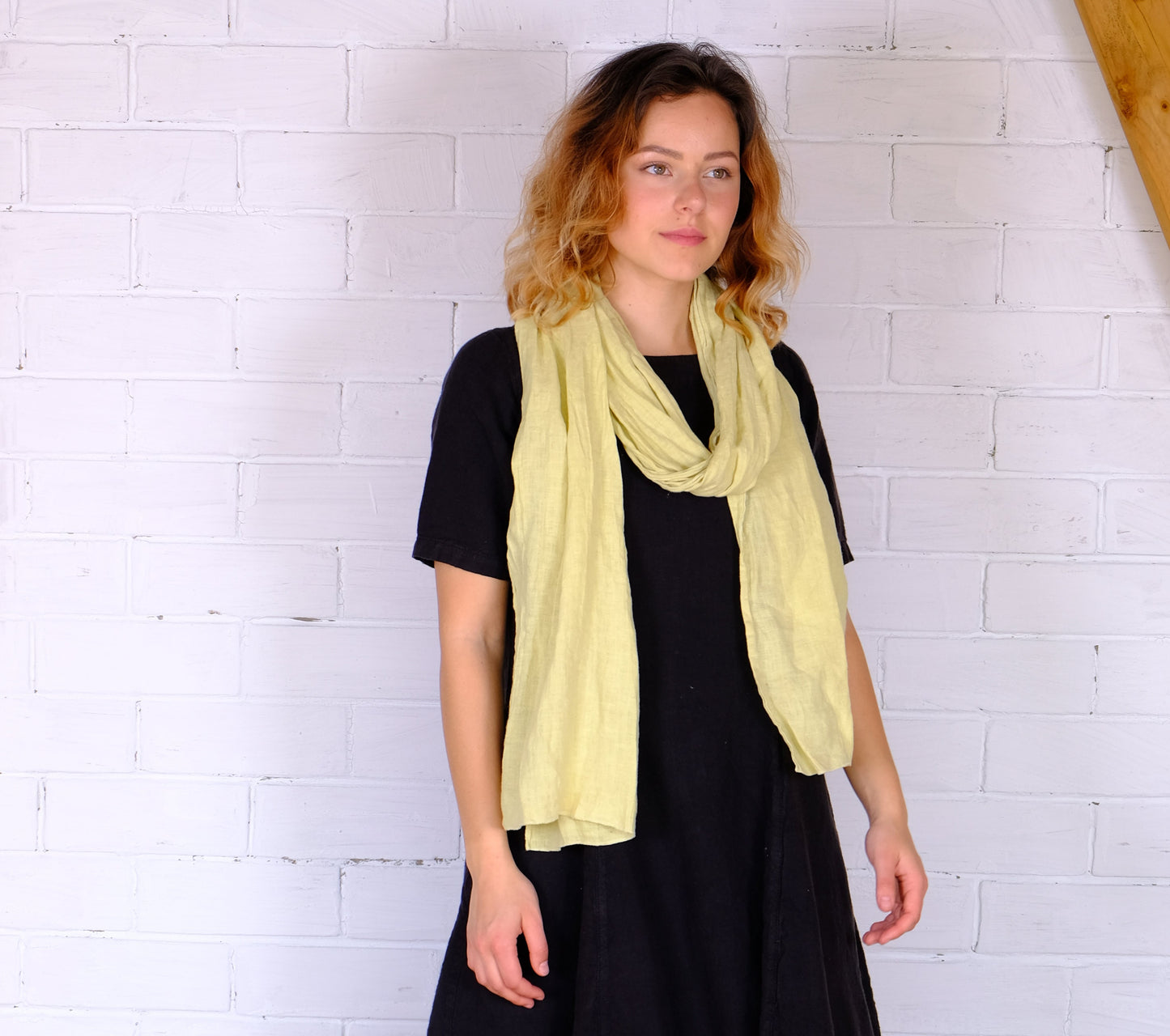 Linen Scarf in mustard yellow or others 40 colors, undyed organic pure linen scarf unisex. Gift ideas Pure linen Natural flax