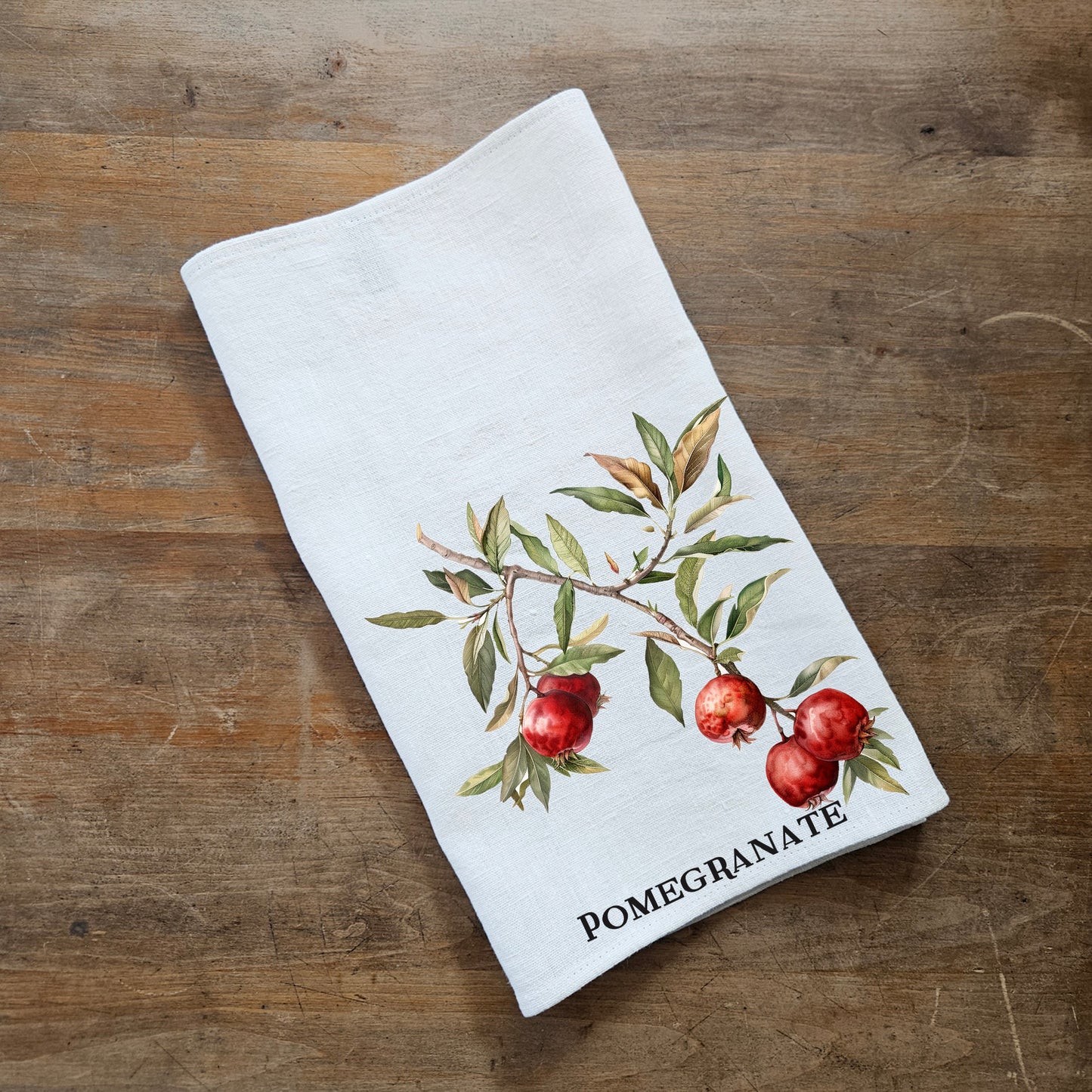Pomegranate fruit tree Tea Towel in linen, Botanical hand Towels Tea in linen, Pomegranate Dish Towel Kitchen Décor Tea Towel in linen