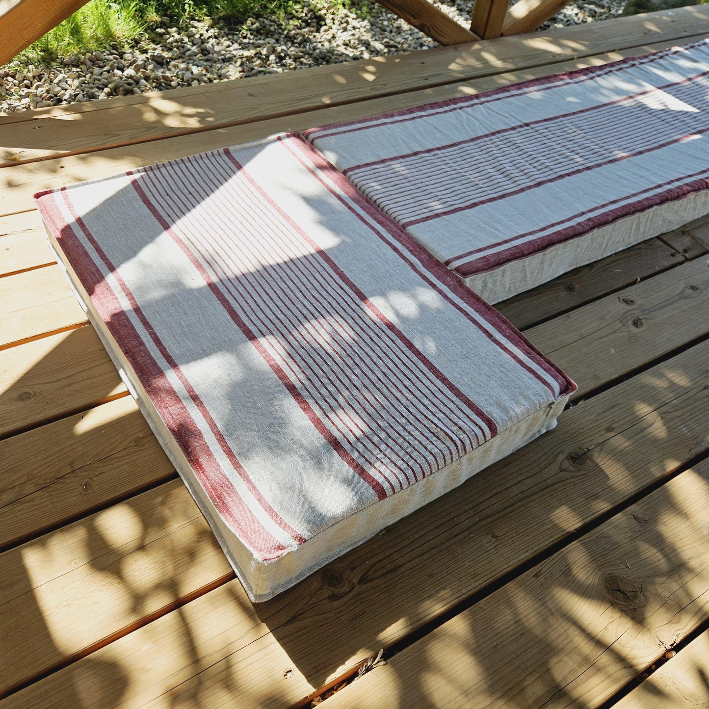 Bench cushion in linen in custom size, natural Window seat cushions, Custom Chair seat pad with removable cover
