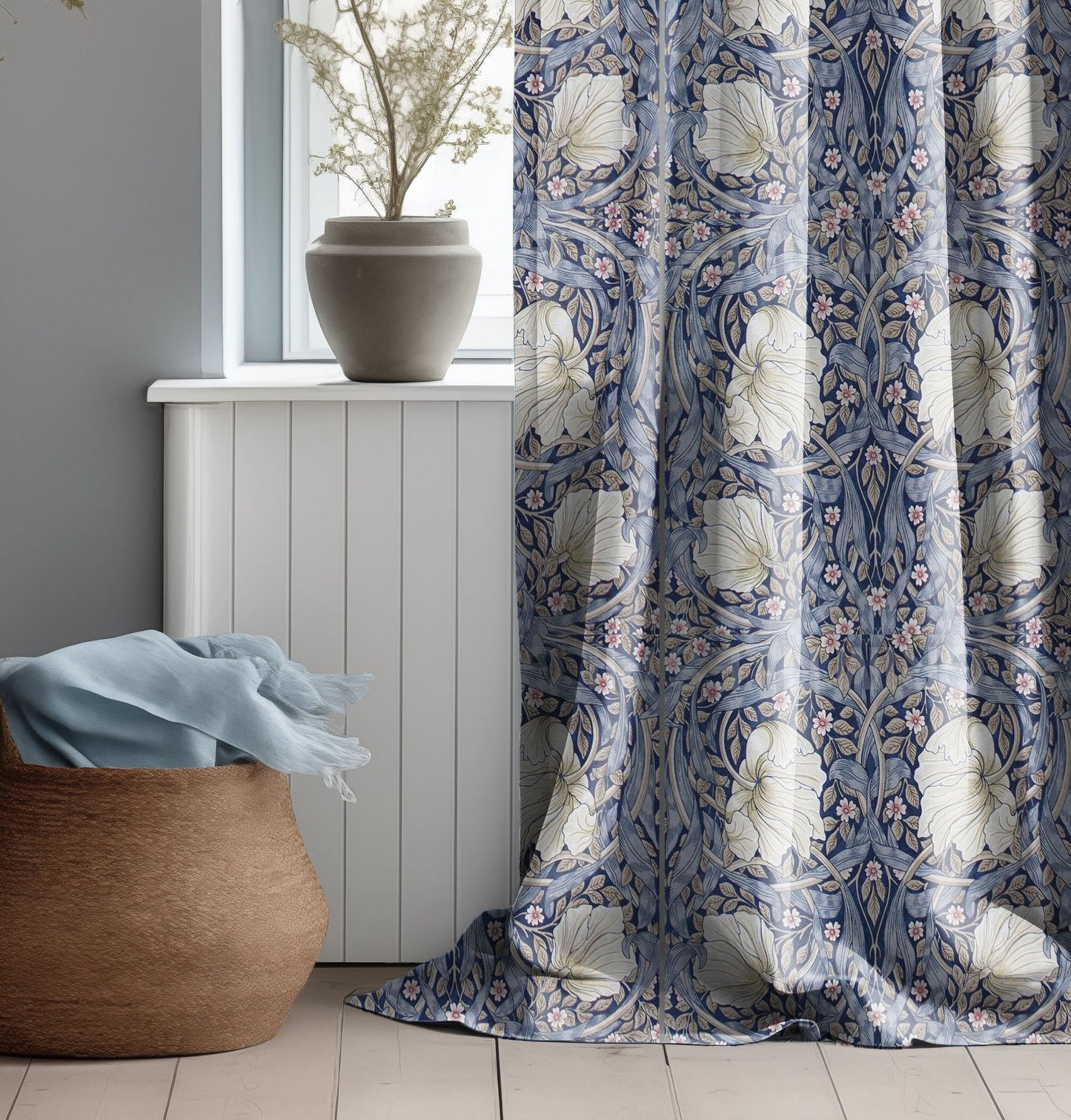 William Morris Curtain Panel CUSTOM, Floral green leaves Print Pattern Curtain Panels, Art Nouveau Victorian Botanical Custom Curtain Willow