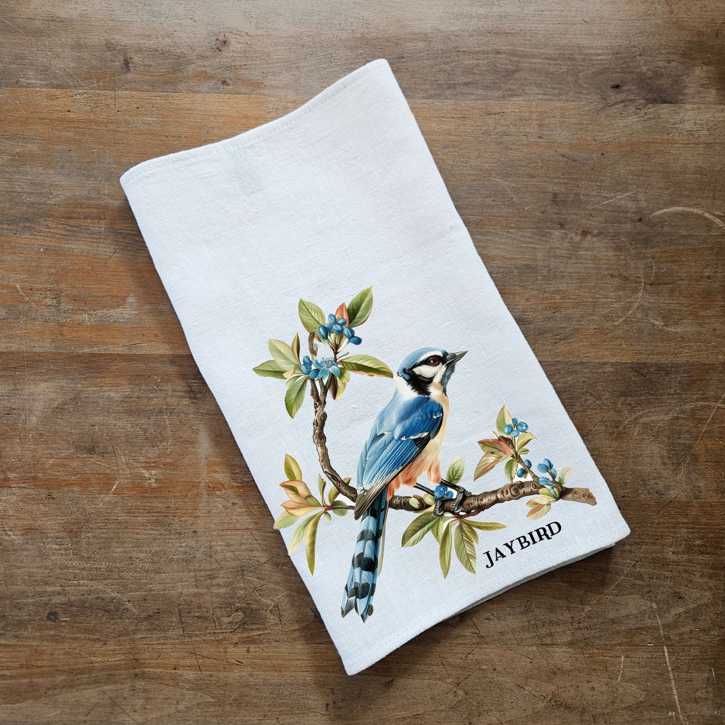 Jaybird bird Tea Towel in linen, hand Towels Tea in linen, bird Dish Towel Kitchen Décor Tea Towel in linen