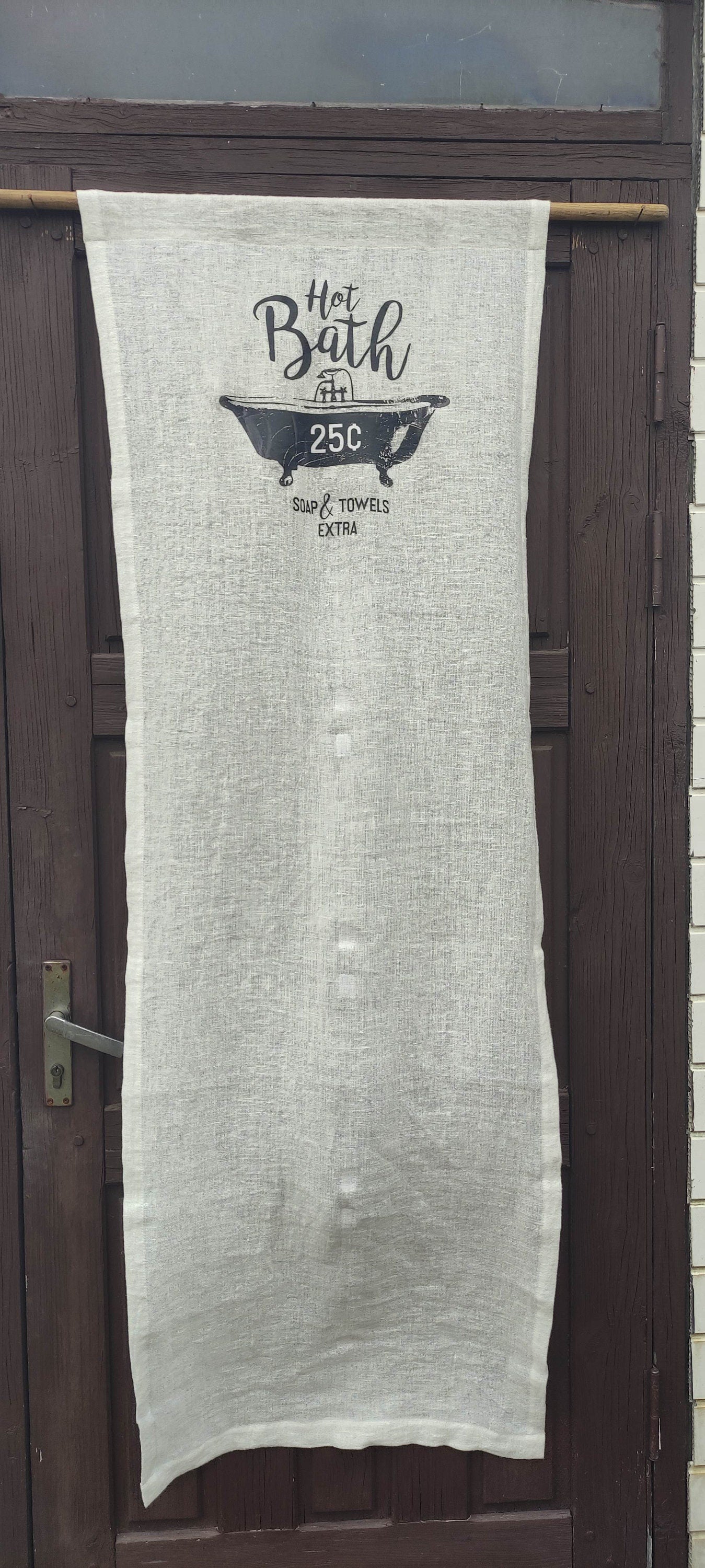 Badrumsgardin i säckväv med elfenben, franska lantliga badrumsgardiner i anpassad storlek