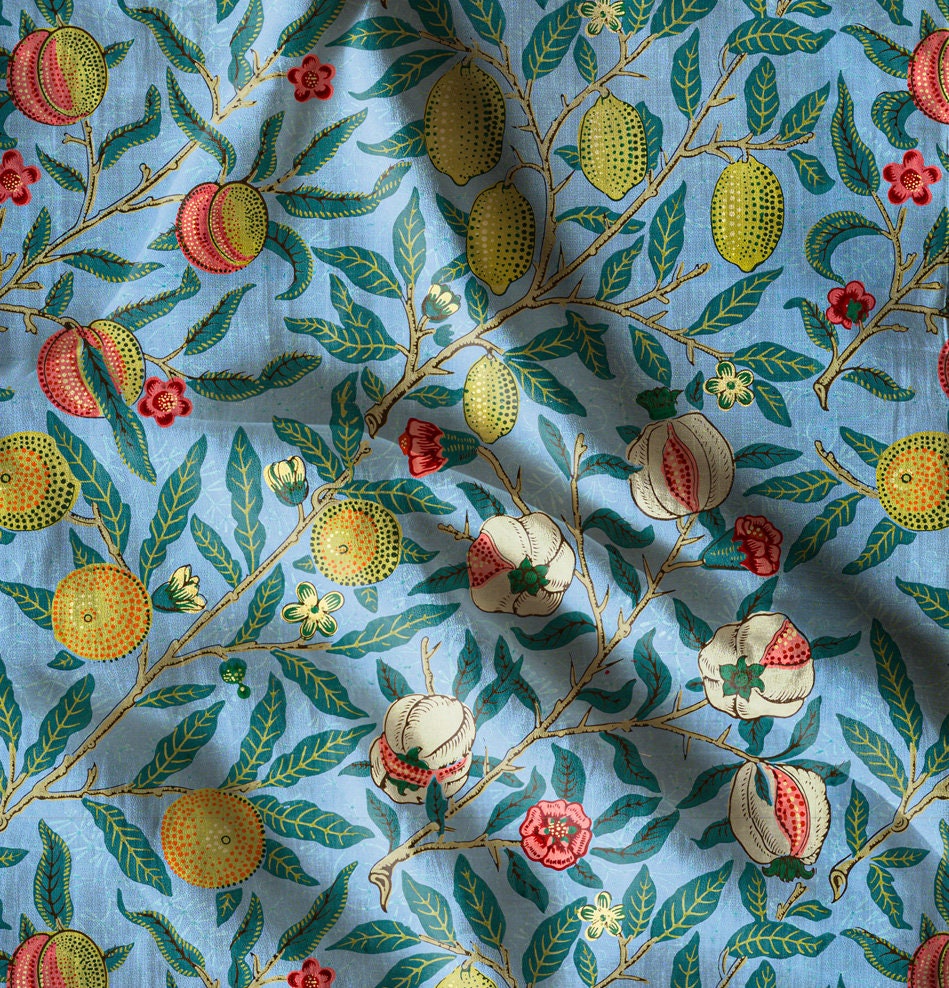 Linen foral tablecloth william Morris Pomegranate, arts and crafts movement tablecloth Victorian style