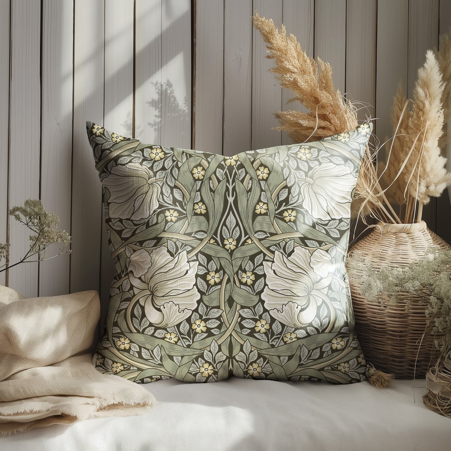 Modern linen Floral Pillow Cover William morris Pimpernel, Art and Crafts Pillow case on linen for Coutryhome Victorian