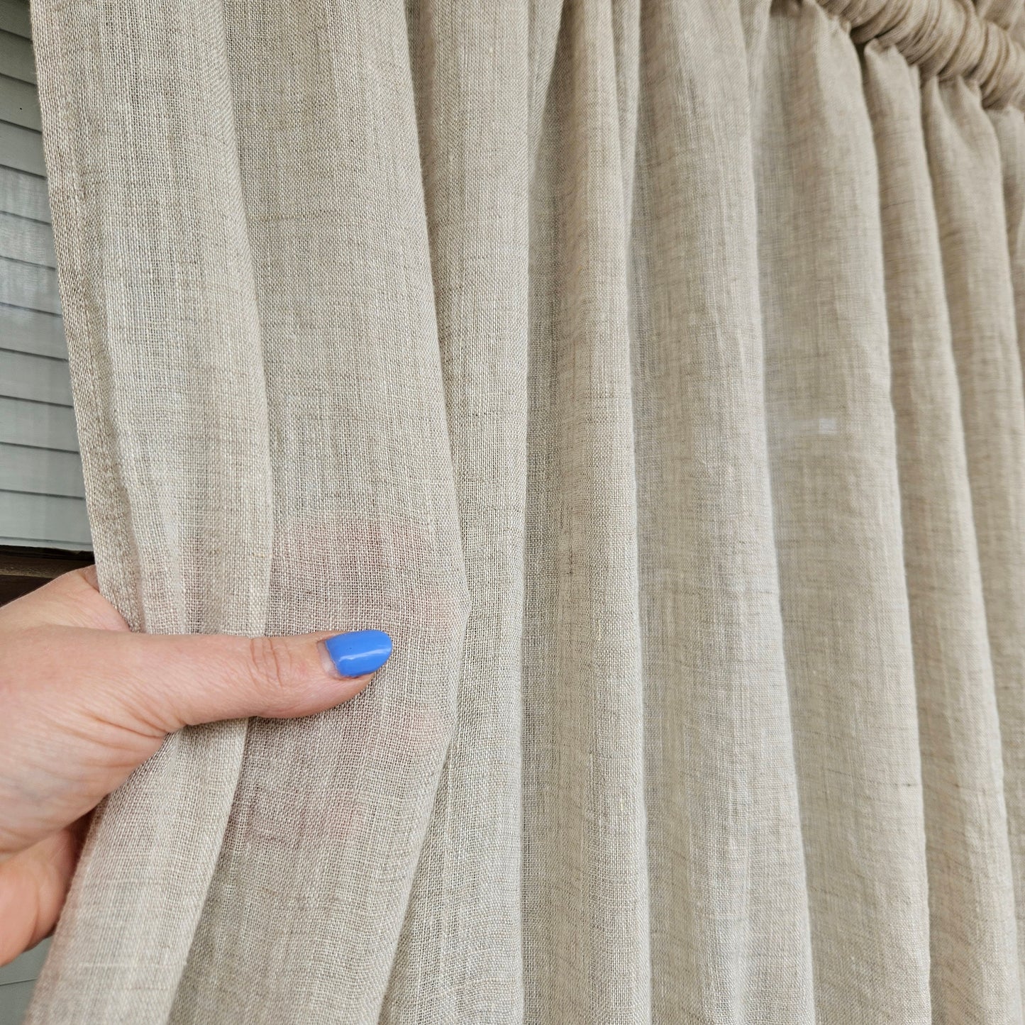 Natural LINEN Cafe Curtains sheer, kitchen curtains with top and bottom rod pocket Farmhous window panel, window curtain custom size