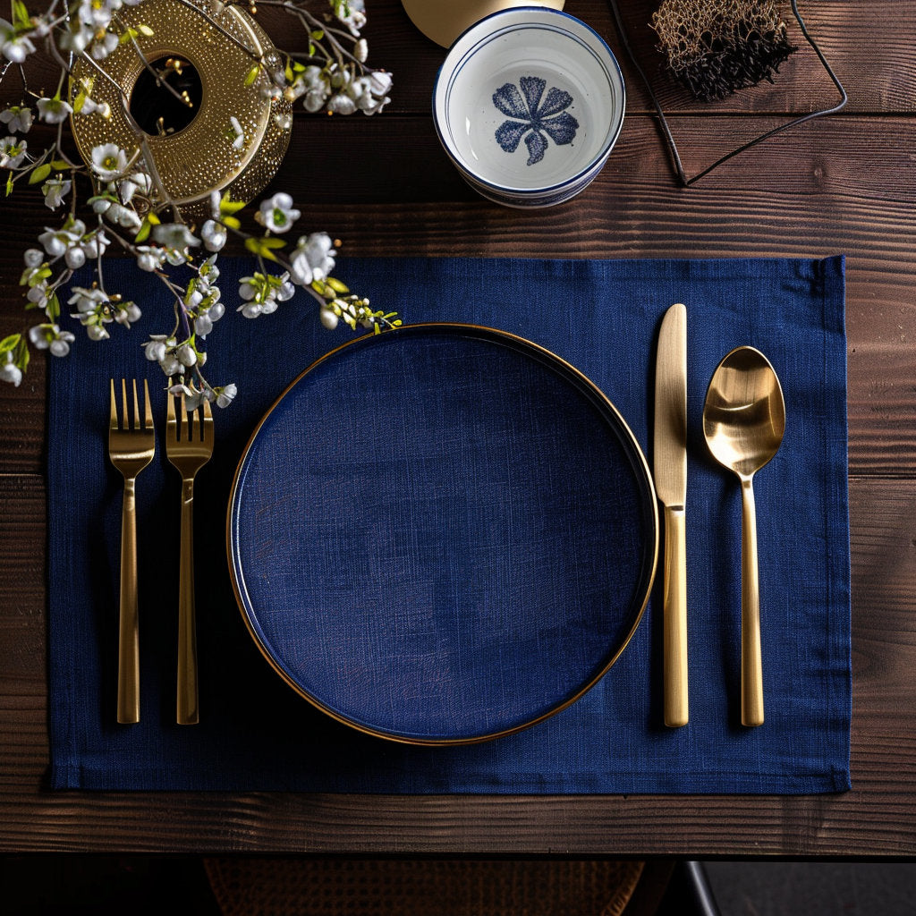Linen placemats in blue, Washable linen placemats, Natural linen placemats for Holiday table decor, Handmade placemats, Placemats set
