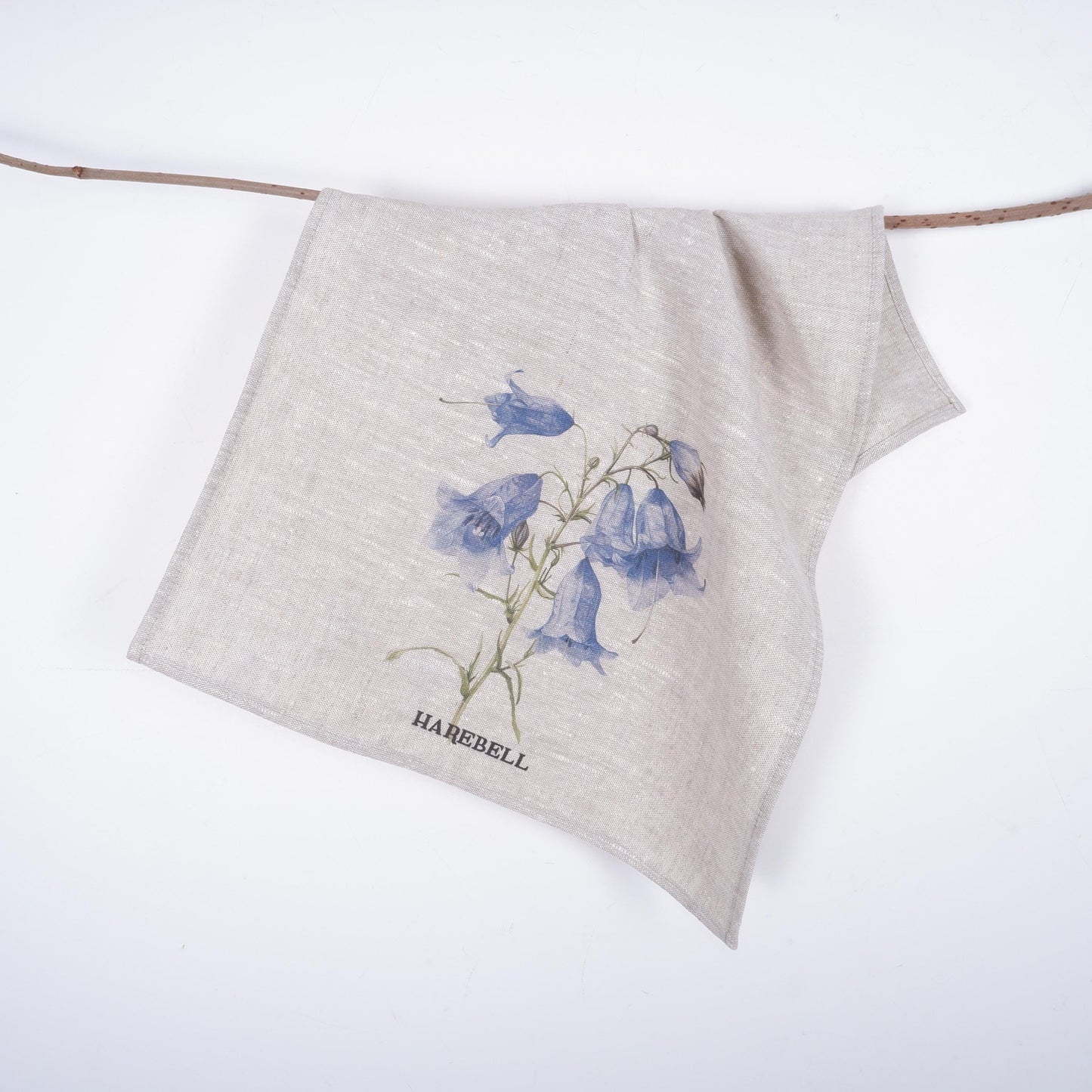 Harebell Tea Towel in linen, floral Hand Towels Tea, botanical Floral Dish Towel, purple flower Kitchen Décor Tea Towel