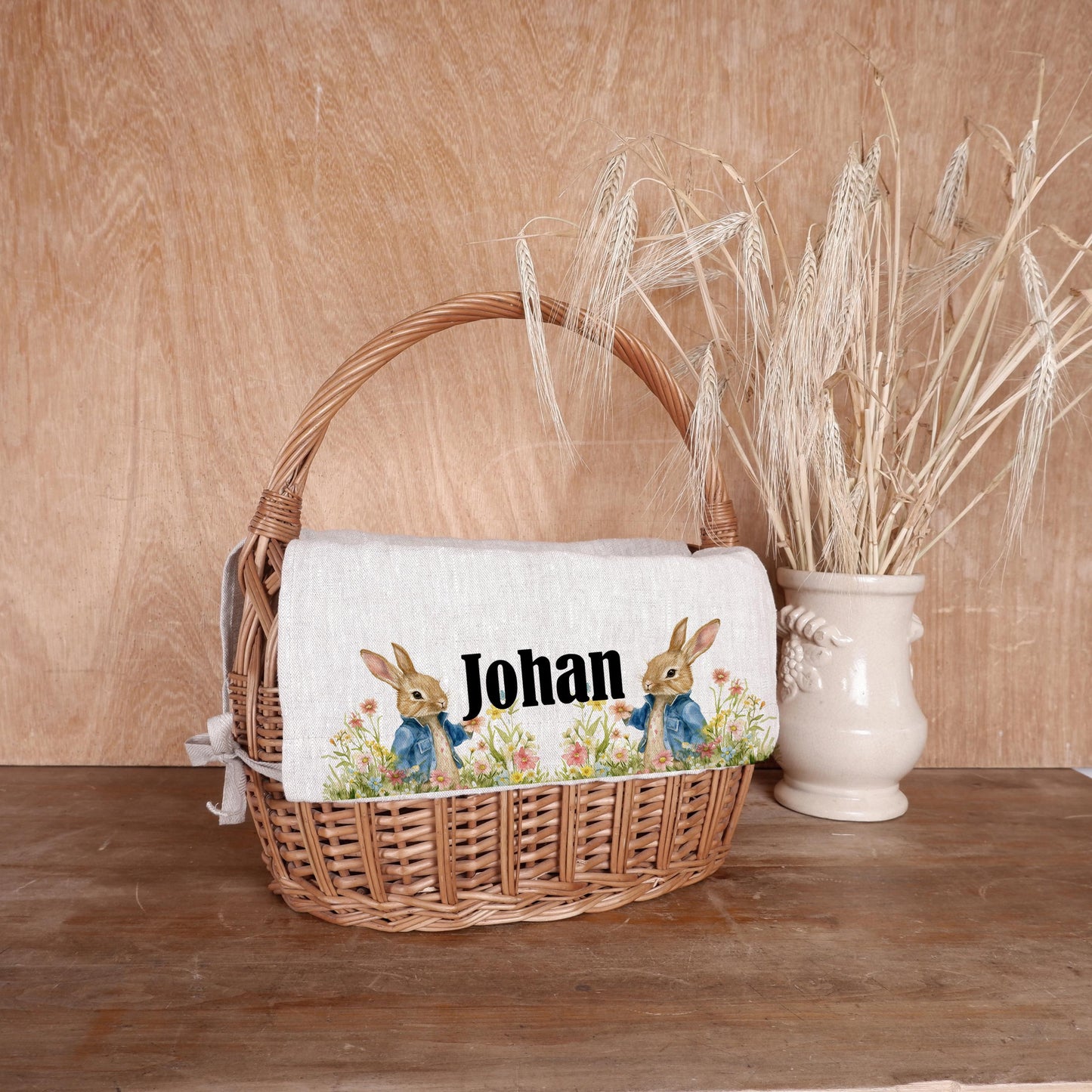 Bunny Basket Liner with monogram - Customized Easter Basket Liner - Personalized Girl or Boy Easter Basket Liner Rabbit