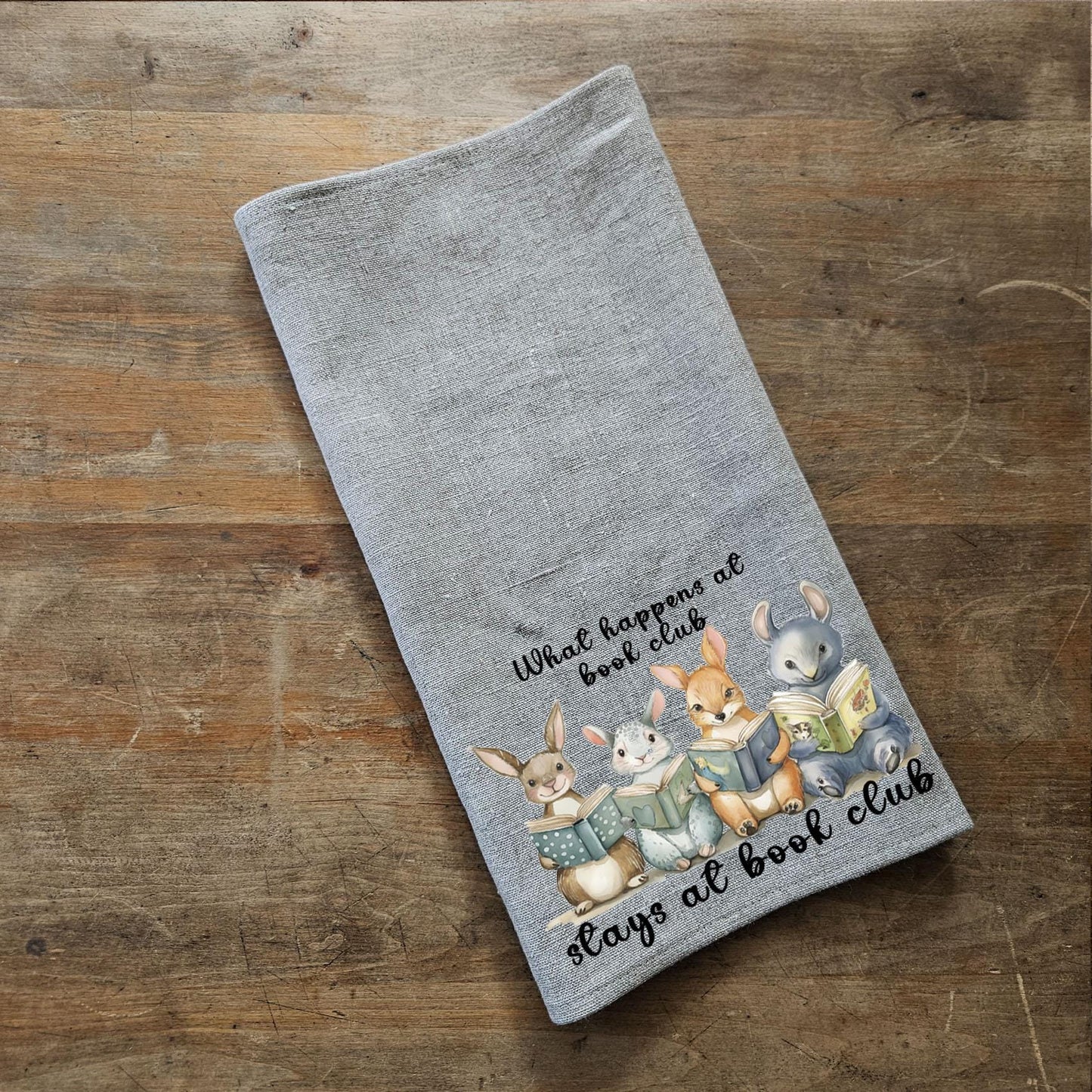 Book club Tea Towel in linen, Custom Hand Towels Tea in linen, artistic linen Dish Towel Kitchen Décor Tea Towel in linen