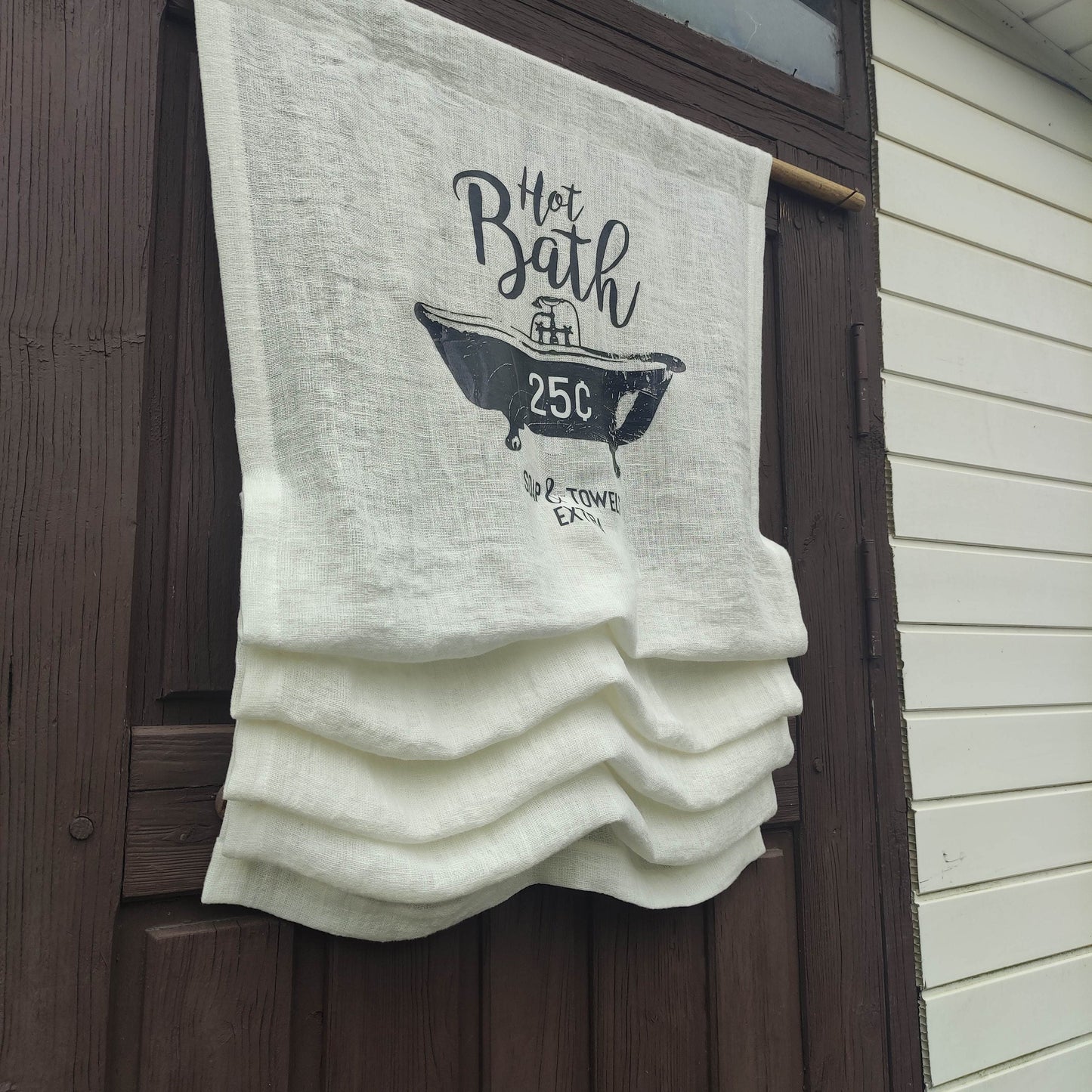 Hot Bath Bathroom Burlap Ivory Curtain Valance, french farmhouse bathroom door curtains in custom size