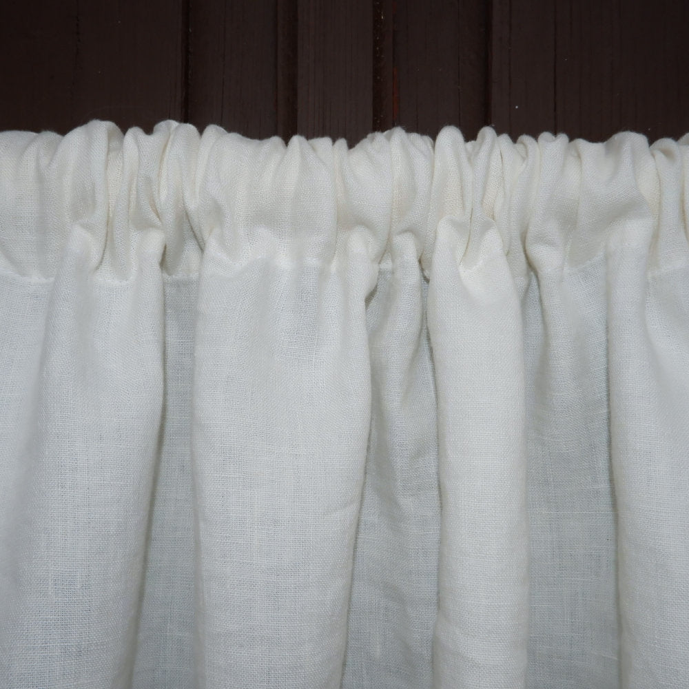 Custom size Valance WHITE with laces, Farmhouse Pure linen window treatment, Living room Cafe Kitchen window panel, farmhouse curtains