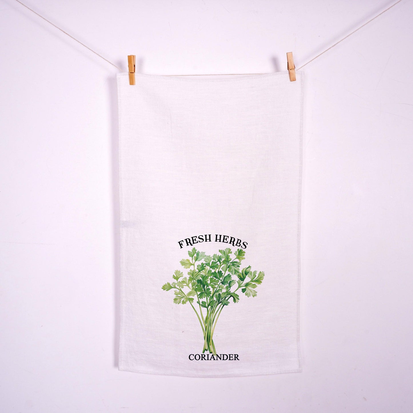Coriander herbs Tea Towel in linen - Hand Towels Tea - Farmhouse Floral Dish Towel - greenery frech herbs Kitchen Décor