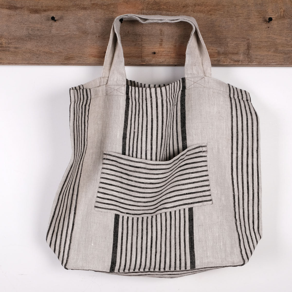 Tote bag in french striped linen, large shopping bag , striped linen bag, shoulder bag, French style linen beach bag, striped summer bag