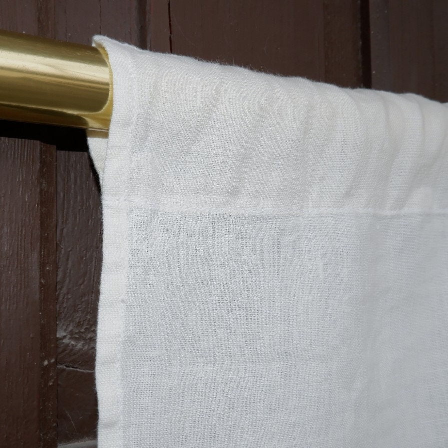 Custom size Valance WHITE with laces, Farmhouse Pure linen window treatment, Living room Cafe Kitchen window panel, farmhouse curtains