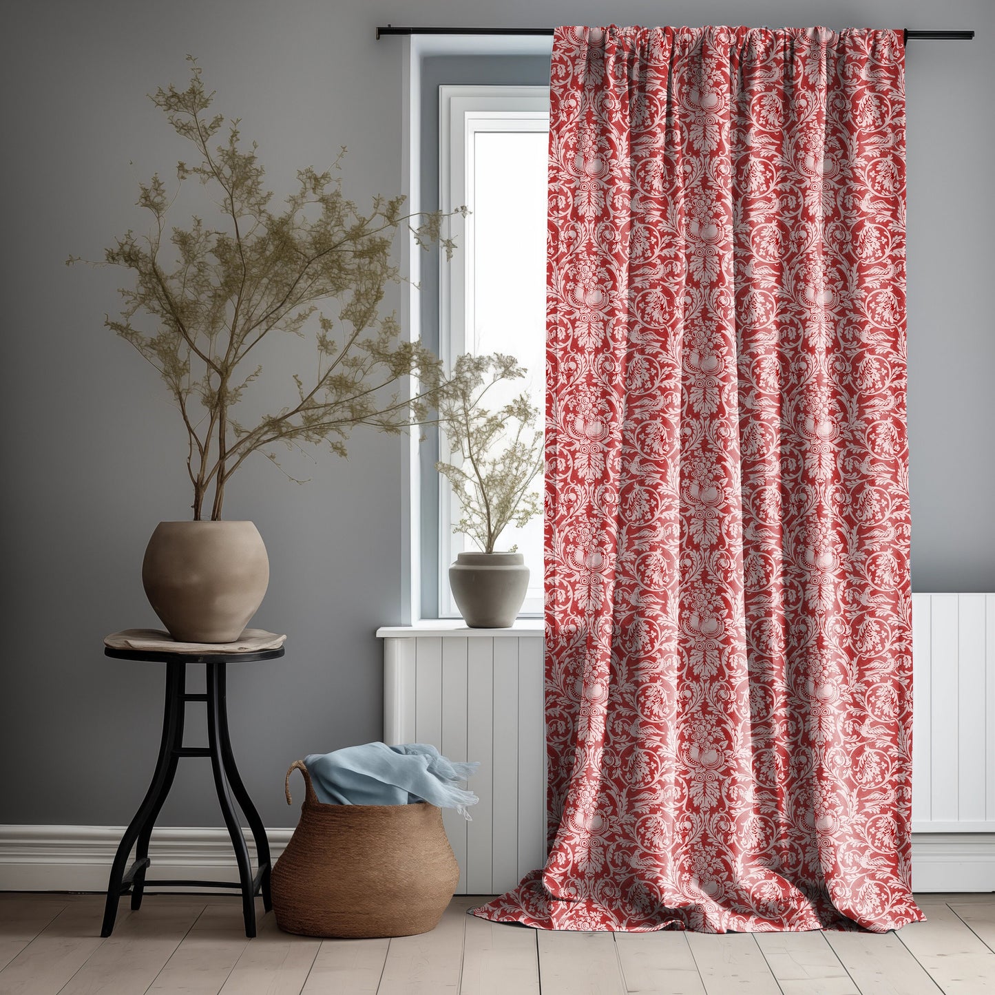 William Morris Curtain Panel queen Anne, Floral Botanical Green Print Curtain Panels, Curtains for living room