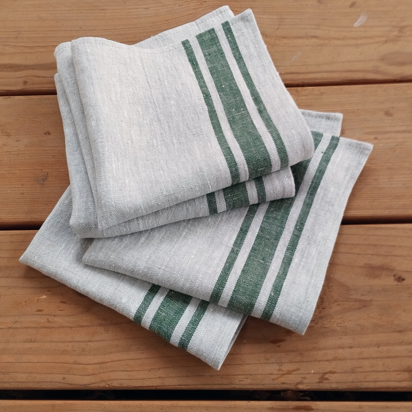 Linen napkins - French linen. Natural blue striped. Sack linen Cottage coutry style. Set of linen napkins. Stonewashed. Linen cloth napkins.