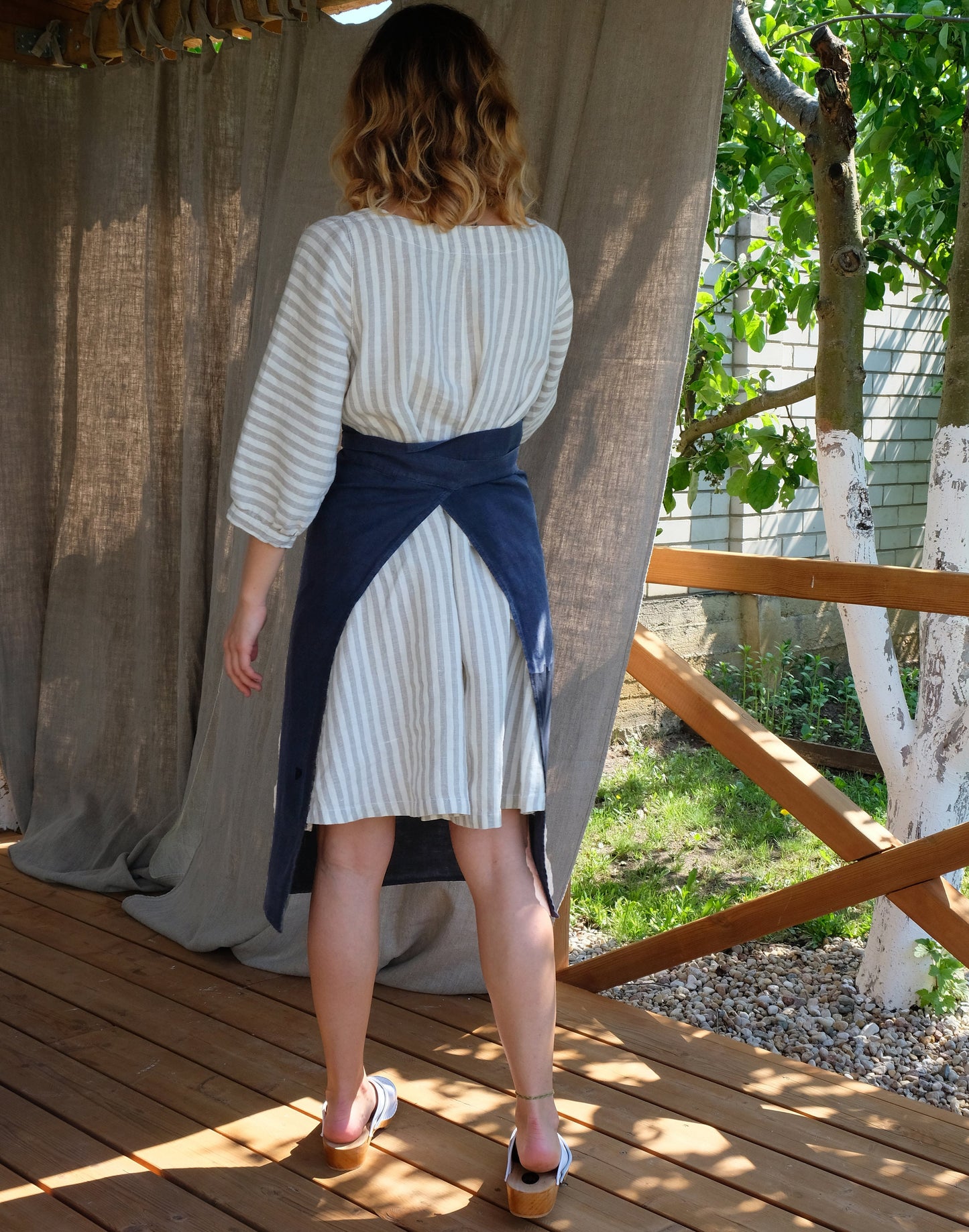Garcon apron 100% Heavy and Medium Weight Linen. Softened Gardening Kitchen Apron Handmade. Daily life apron