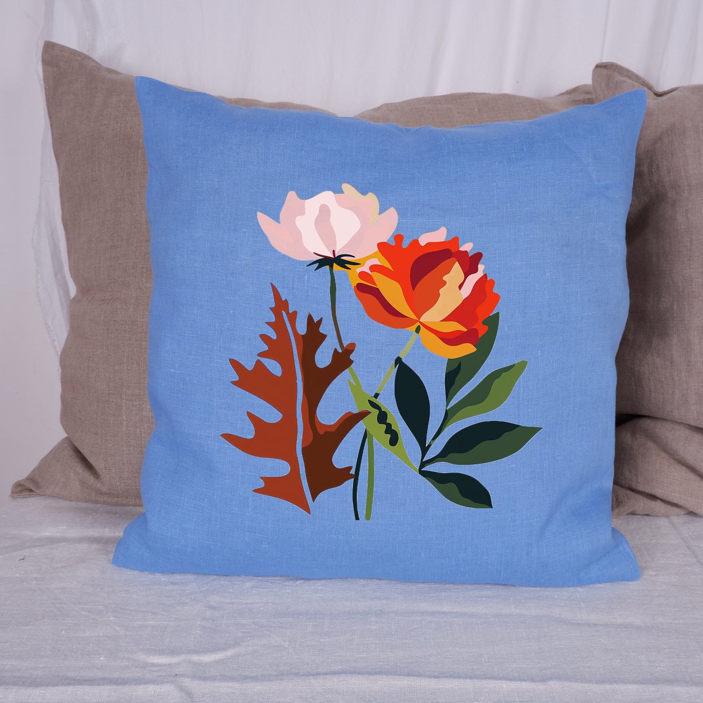 SALE LINEN Cushion cover Modern Contemporary art, decorative linen pillow cover , Boho Summer decor Cushion Housewarming Gift