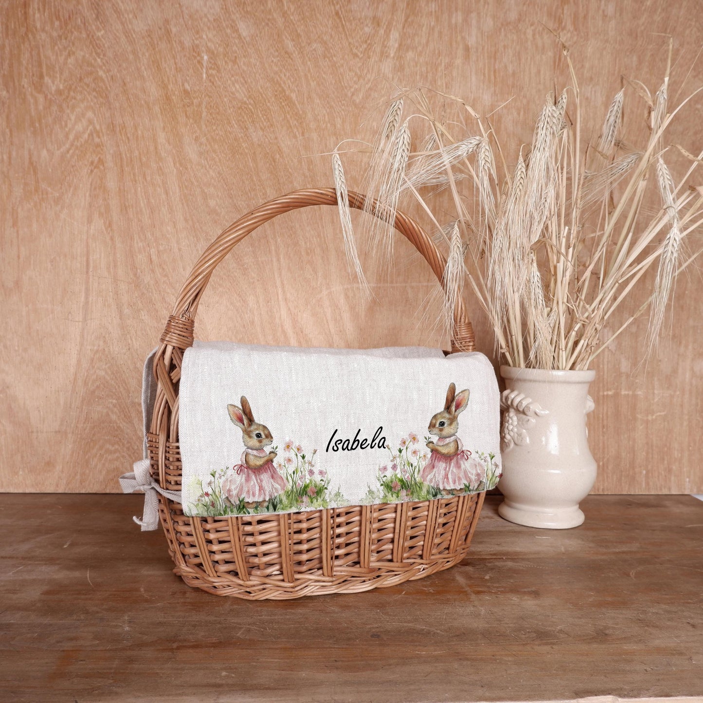 Bunny Basket Liner with monogram - Customized Easter Basket Liner - Personalized Girl or Boy Easter Basket Liner Rabbit