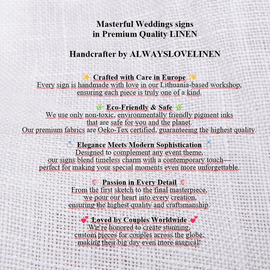 linen Wedding Welcome Sign with silk ribbons bows, custom fabric sign for party, Welcome to the wedding sign, Baby Shower Sign