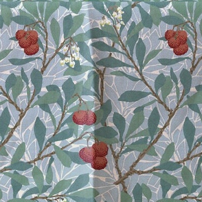 Linen foral tablecloth william Morris Arbutus, arts and crafts movement tablecloth Victorian style