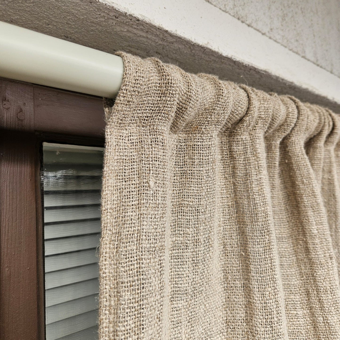 white grain sack Cafe Curtains, burlap Farmhous window panel, Living room Cafe Kitchen window curtain custom size