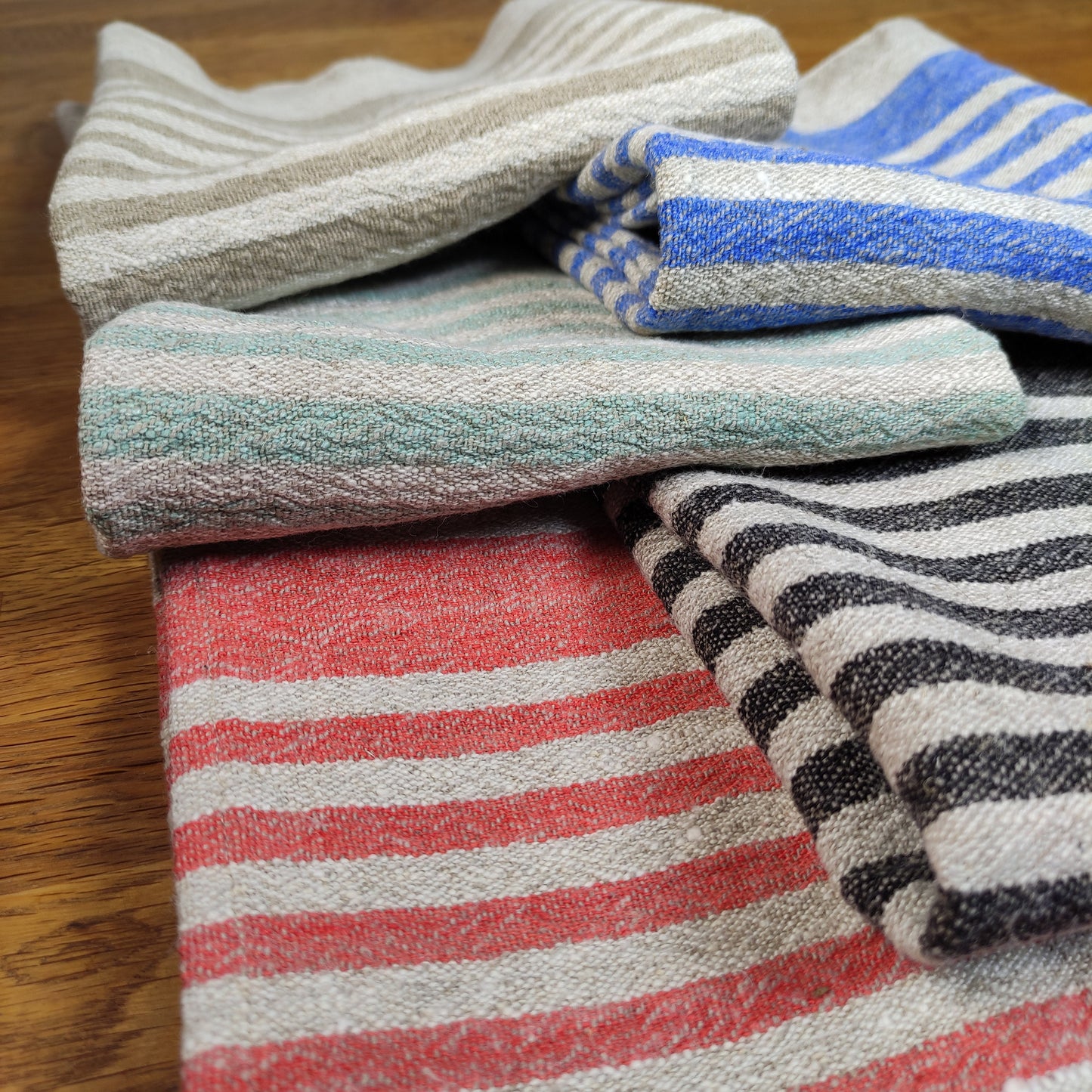 Stonewashed linen tea towel. STRIPED - heavy soft flax fabric. hand towel. kitchen Dish towel