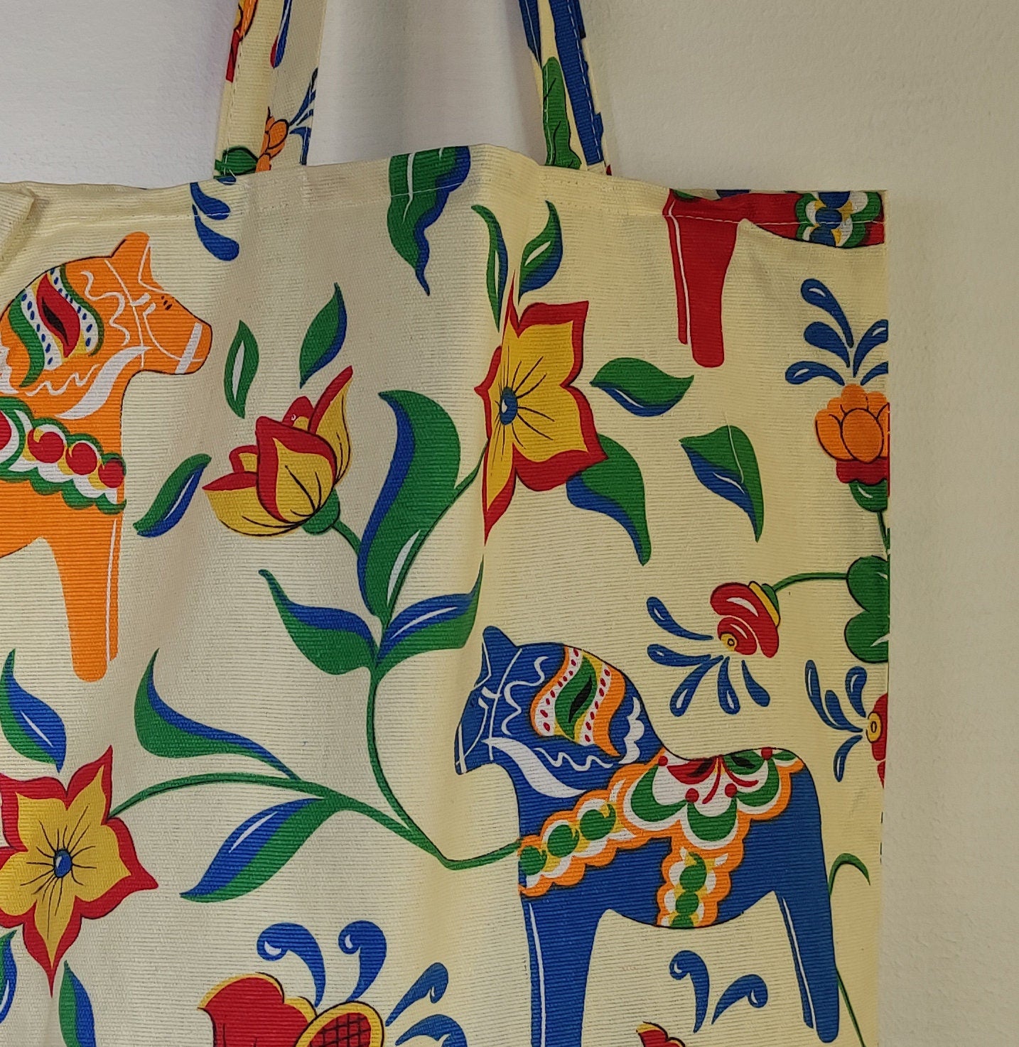 Toteväska - Dalahästar - shoppingväska axelväska - Dalahäst