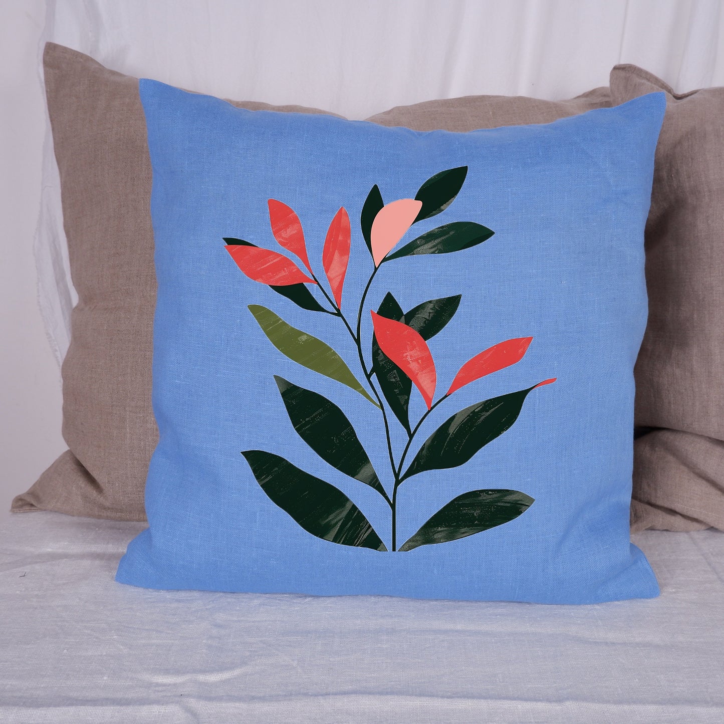 SALE LINEN Cushion cover Modern Contemporary art, decorative linen pillow cover , Boho Summer decor Cushion Housewarming Gift