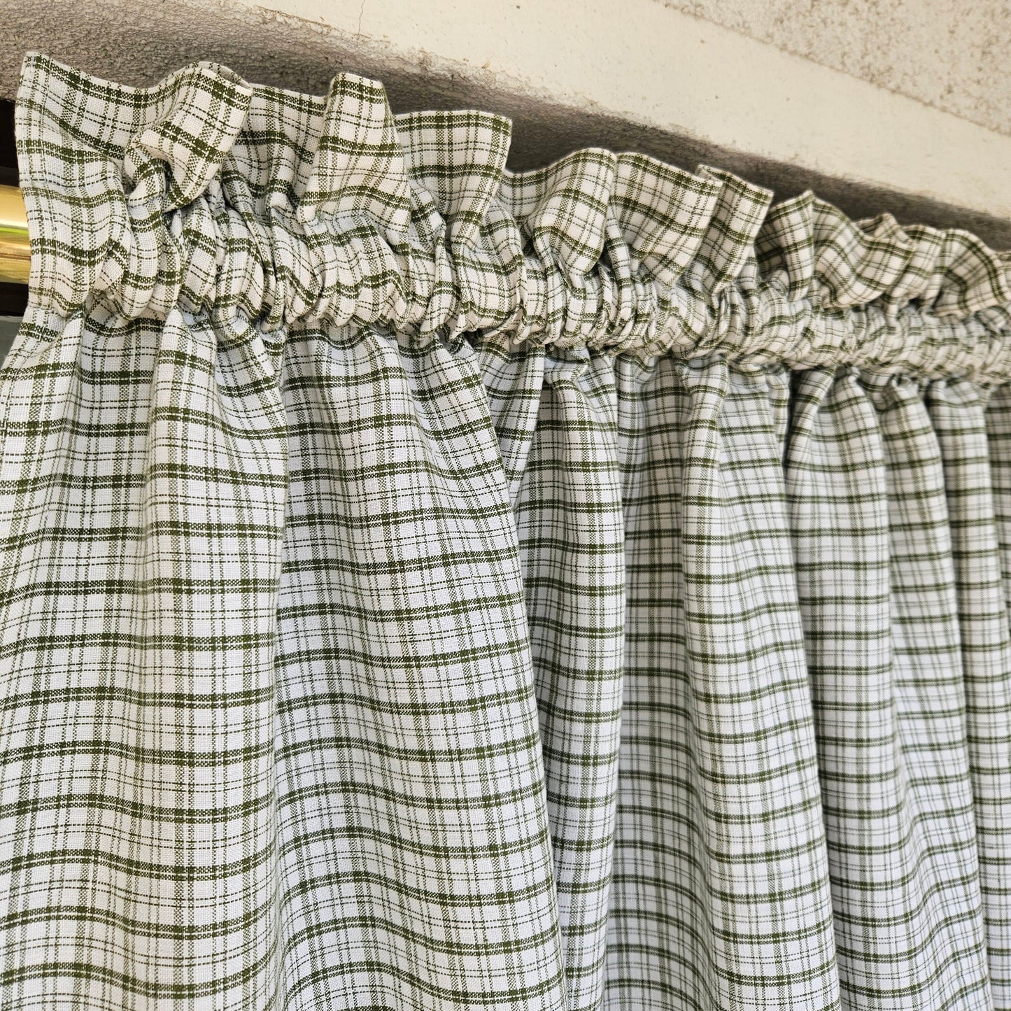 green white linen Cafe Curtains in custom size in str, stom size Farmhous window panel, Living room Cafe Kitchen window curtain valance