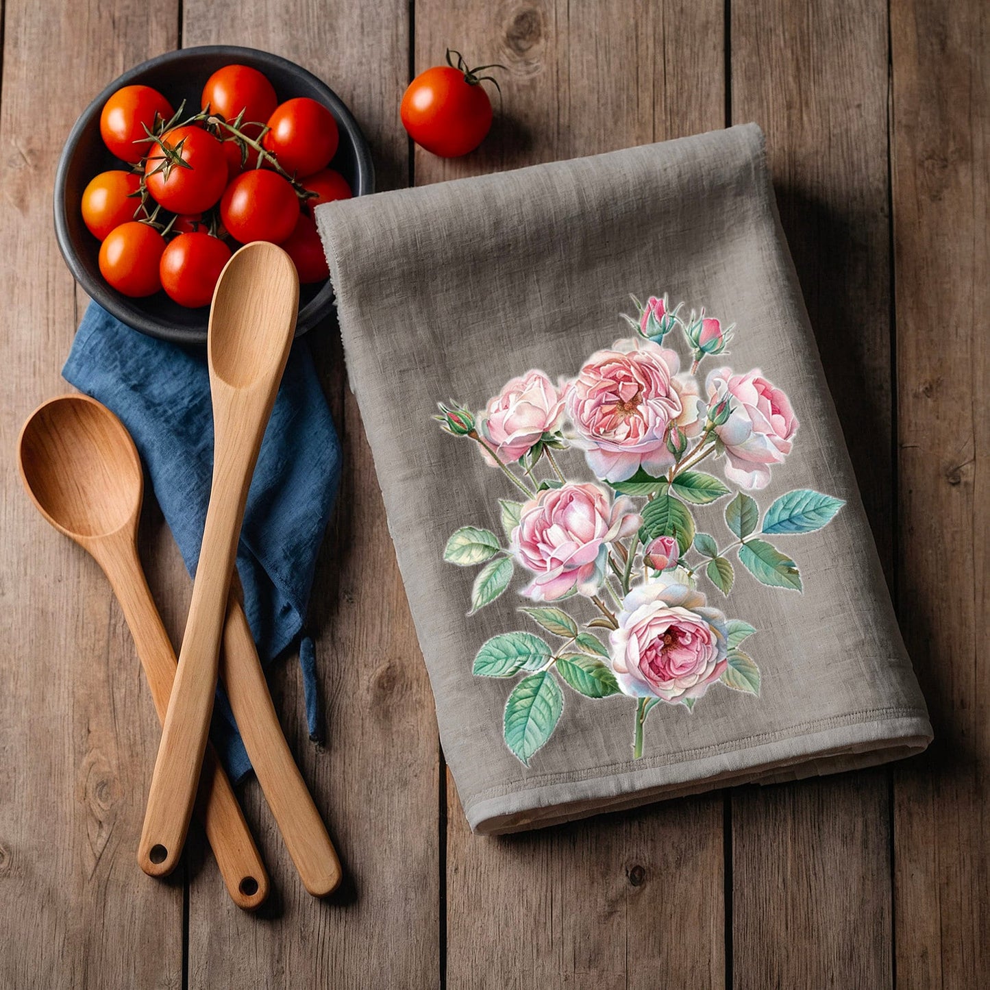 Peonies Tea Towel in linen, floral Hand Towels Tea, botanical Floral Dish Towel, Floral Kitchen Décor Tea Towel